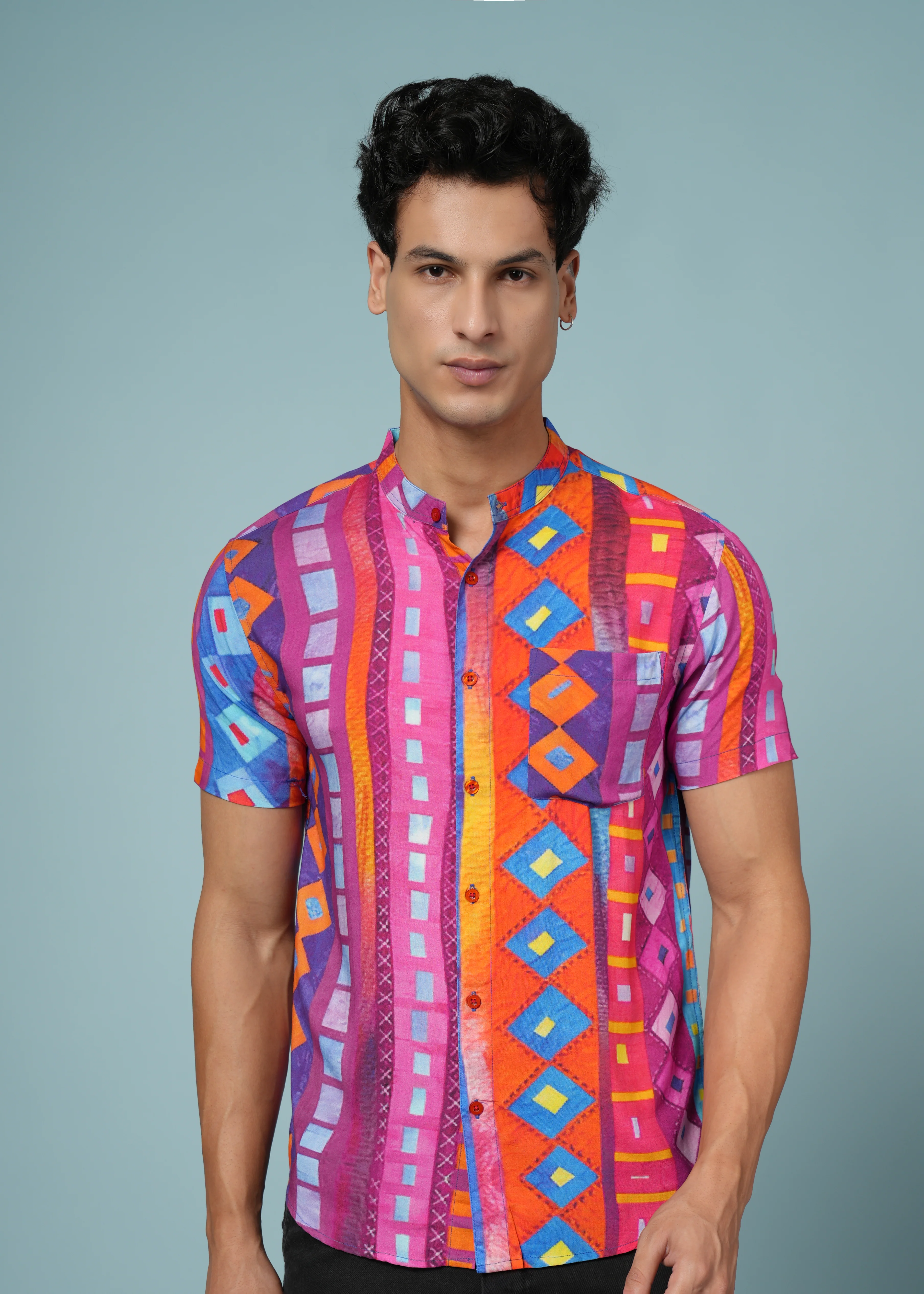 Men Printed Multi Viscose Rayon Shirt