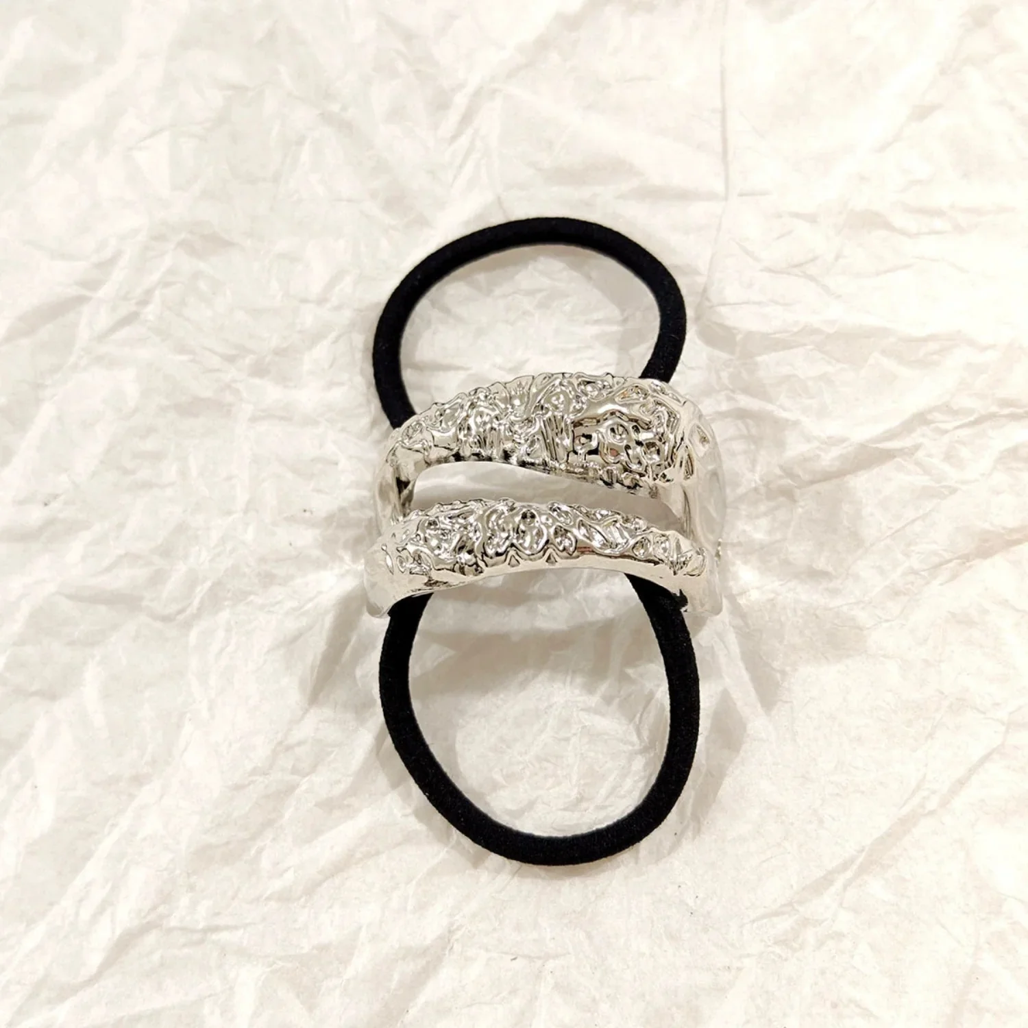 Molten Silver Textured Hair Tie