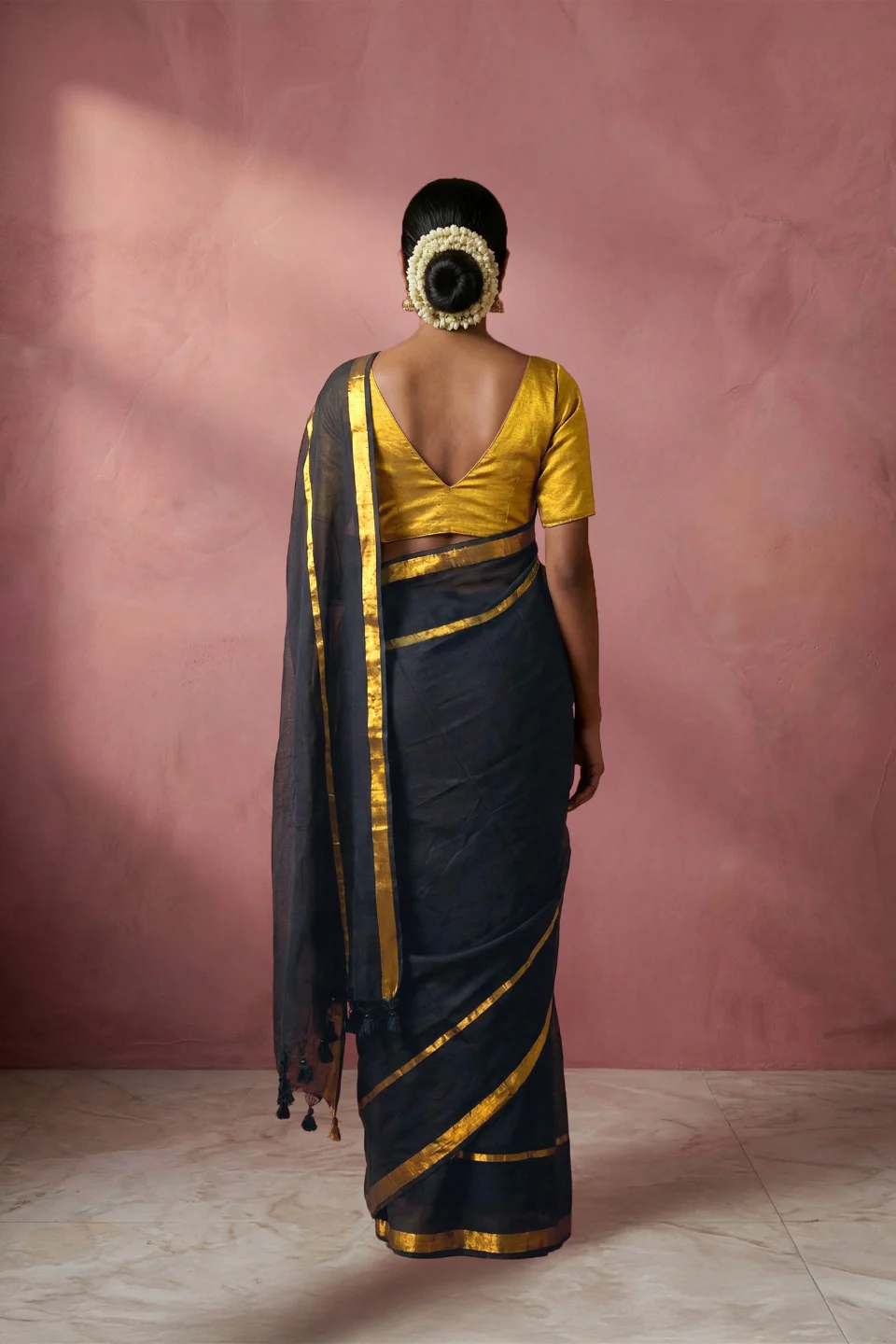 Nayanika Black Handwoven Cotton Saree - Image 5