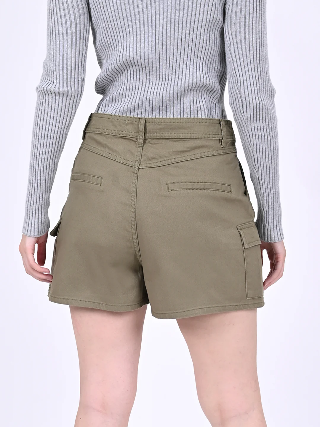 Women Dark Green Cargo Shorts - Image 5