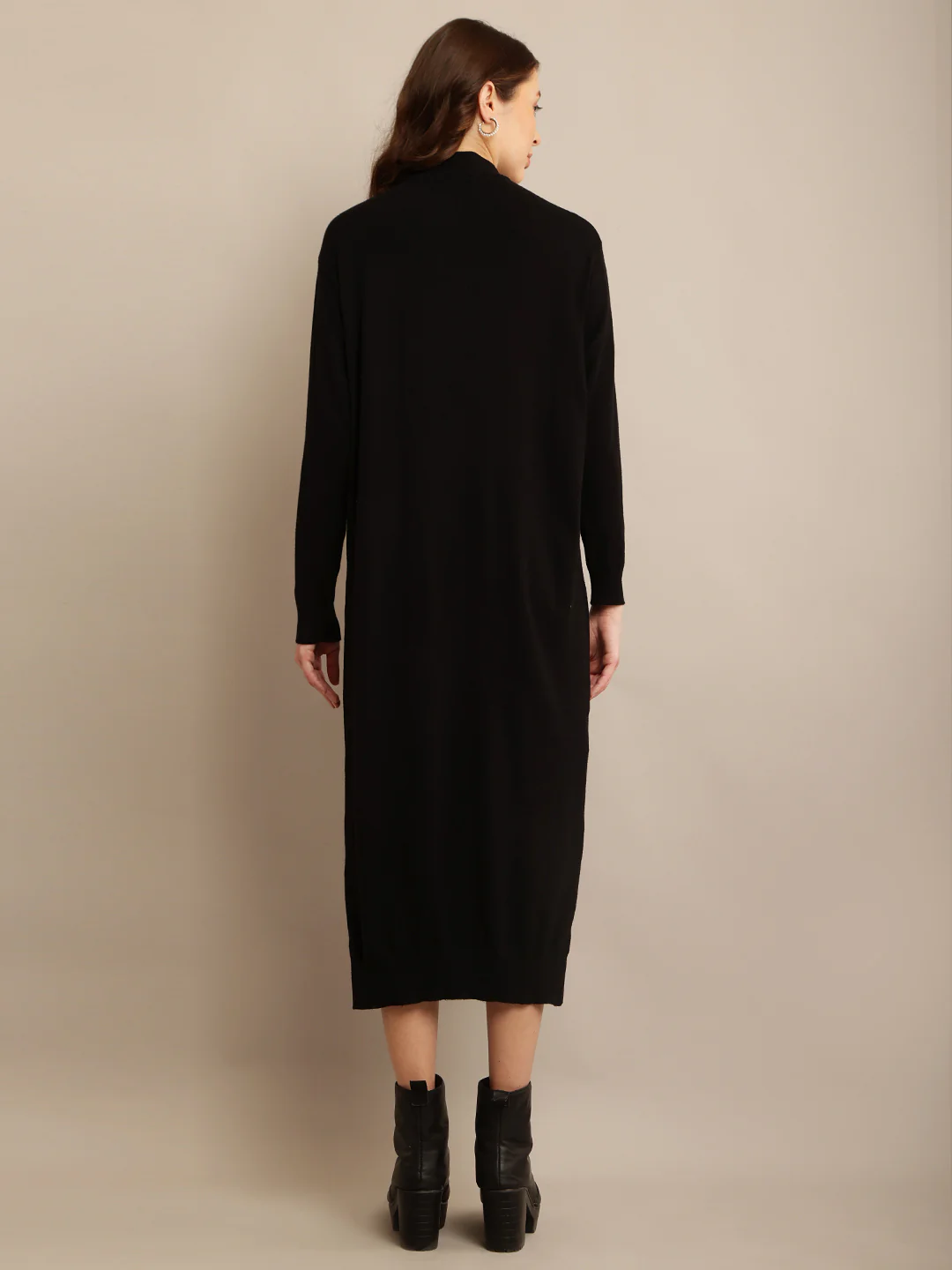 Women Black High Neck Dress - Image 4