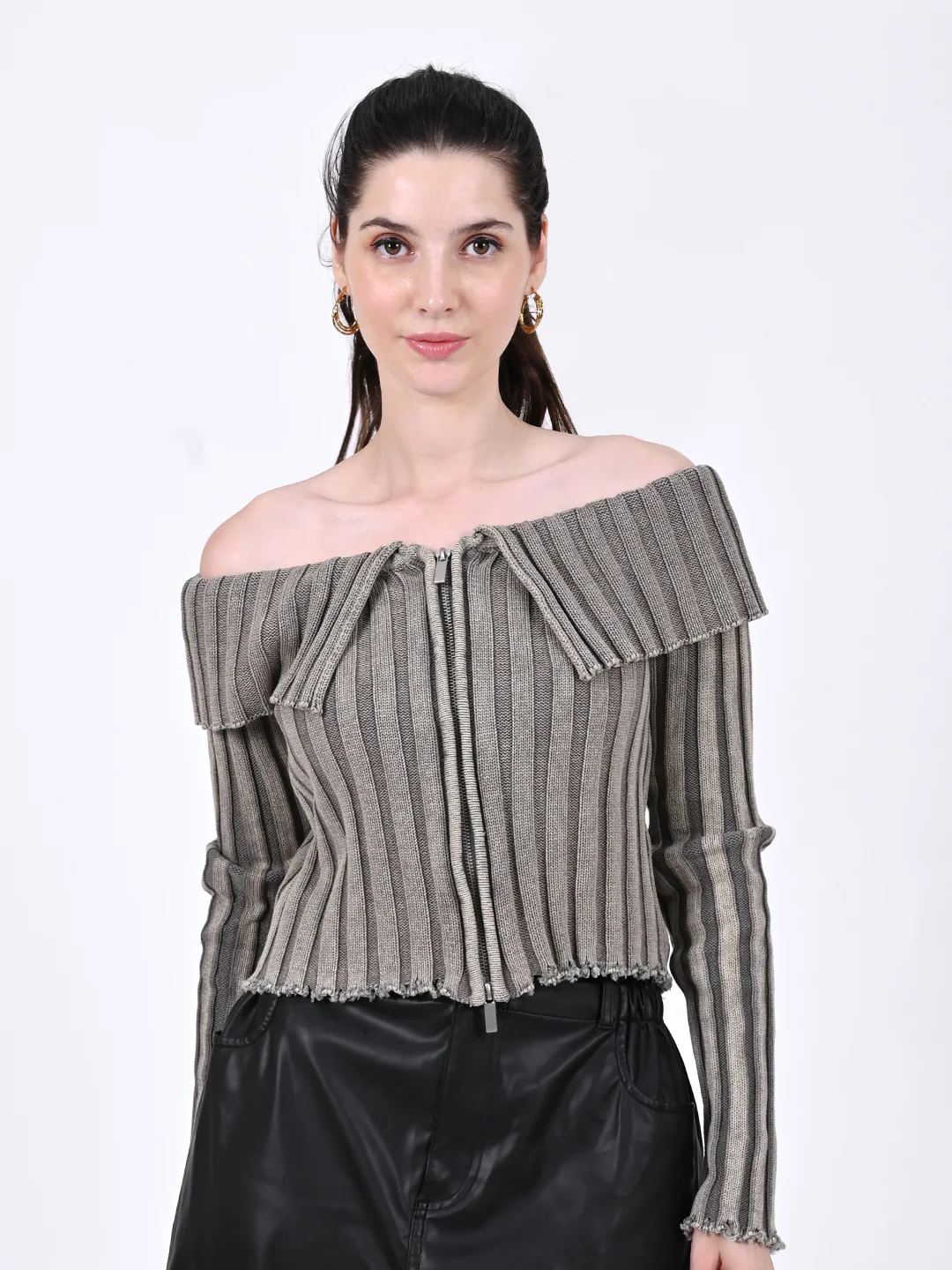 Women Striped Off-Shoulder Crop