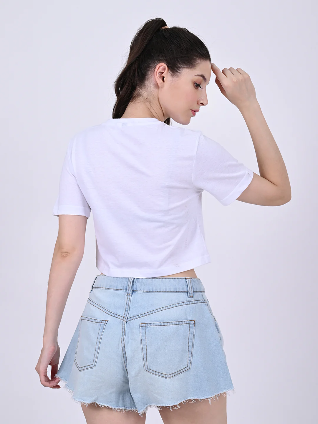 Women White Short Sleeve Crop - Image 5