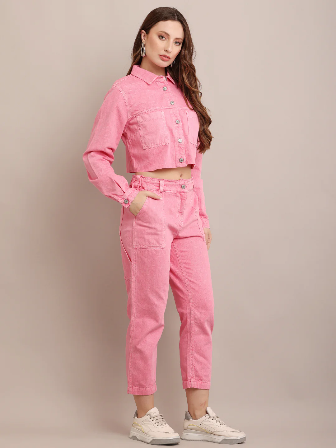 Women Cotton Jacket With Bottoms Co-Ord Set - Image 2