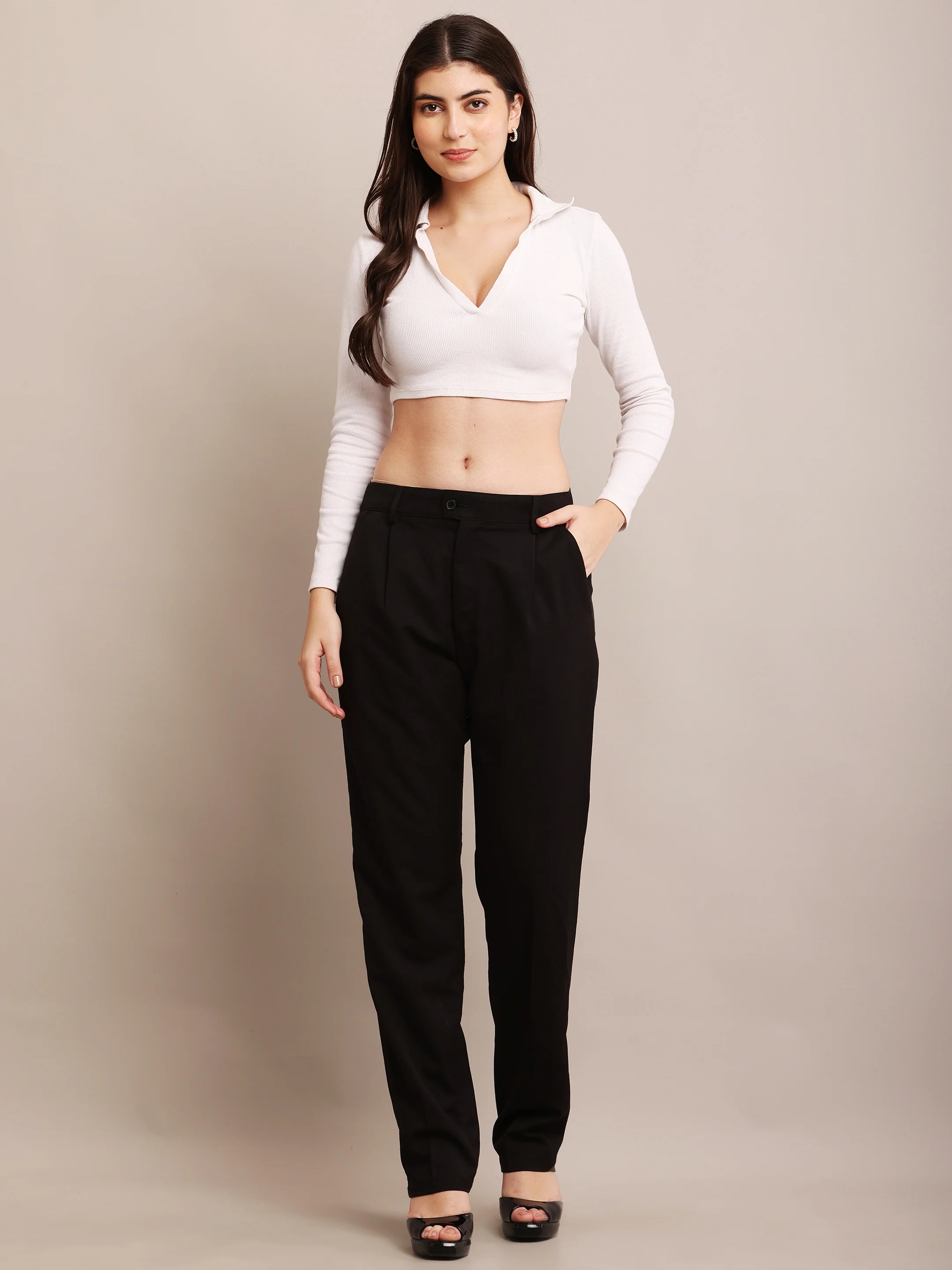 Women Polyester Pants With Pockets - Image 3