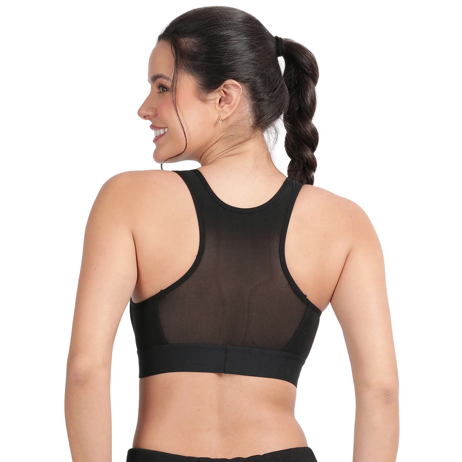 Non-padded Non-wired Full Coverage Removable Racer Back Sports Bra - Image 2