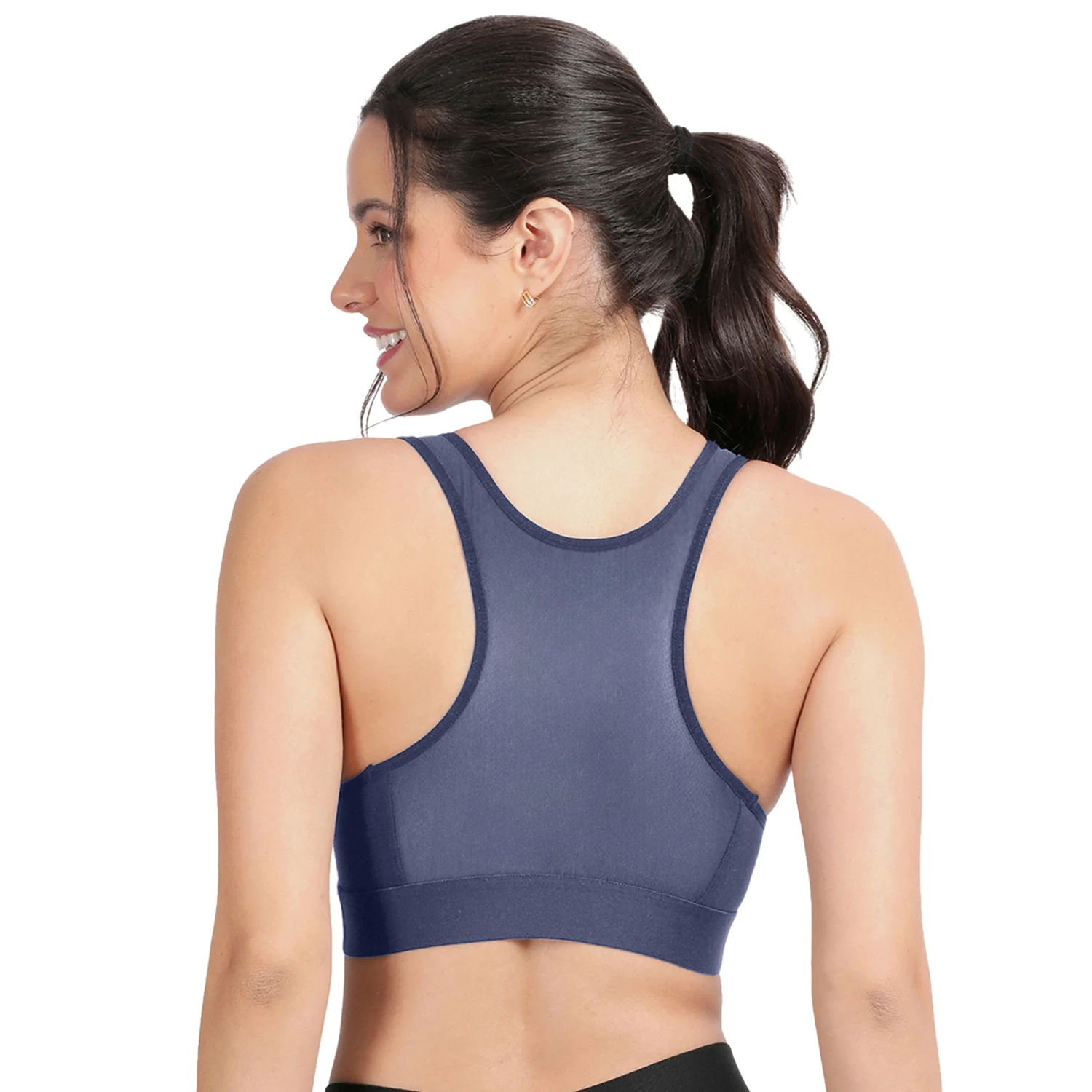 Non-padded Non-wired Full Coverage Removable Racer Back Sports Bra - Image 2