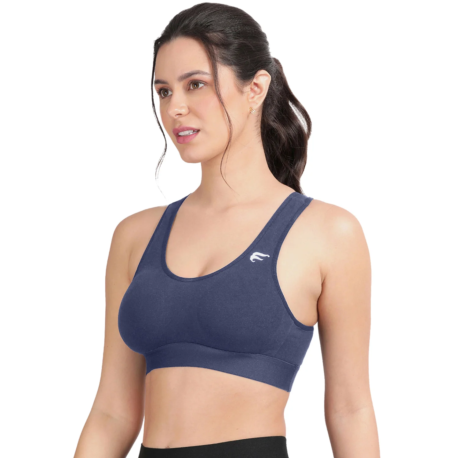 Non-padded Non-wired Full Coverage Removable Racer Back Sports Bra - Image 4