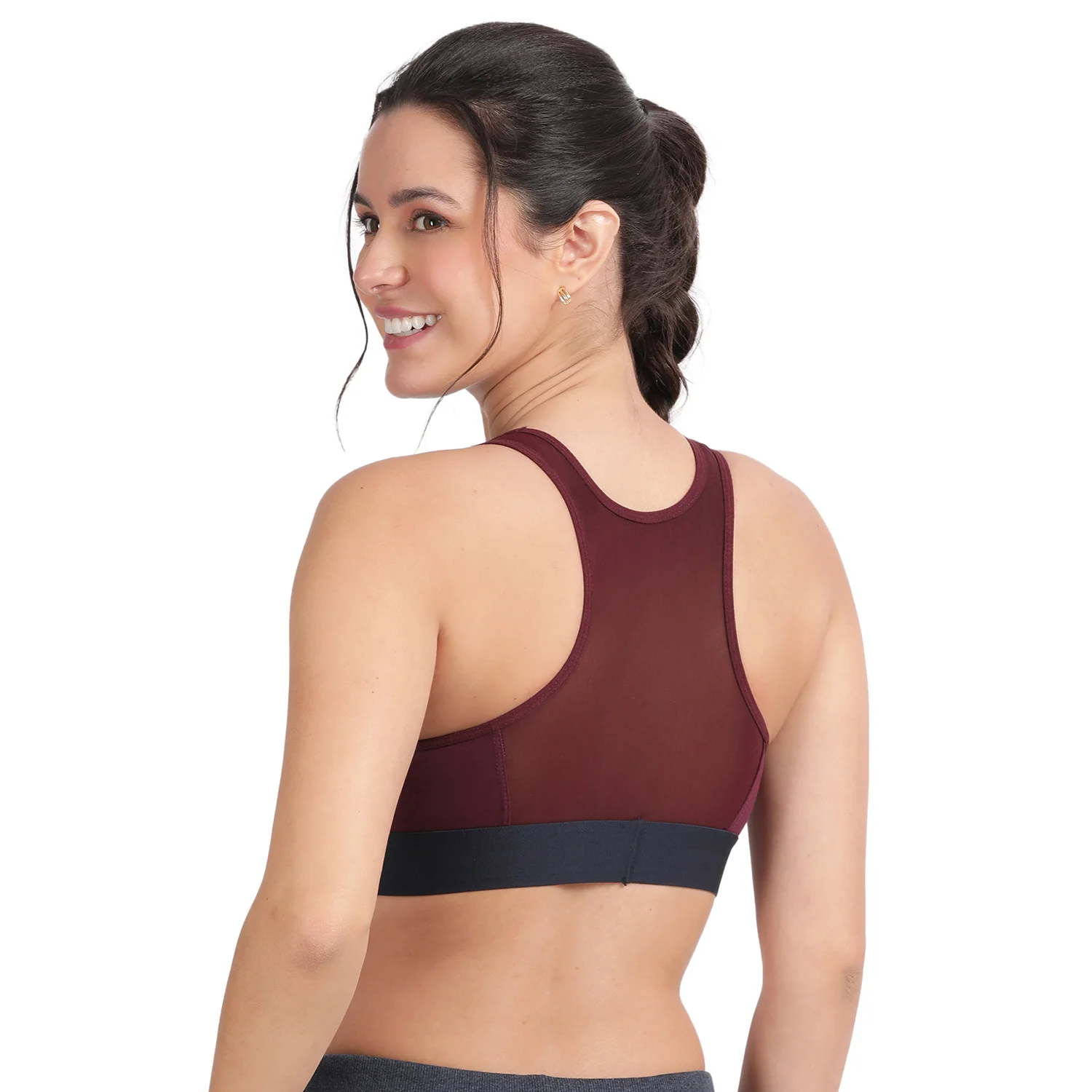 Non-padded Non-wired Full Coverage Removable Racer Back Sports Bra - Image 2