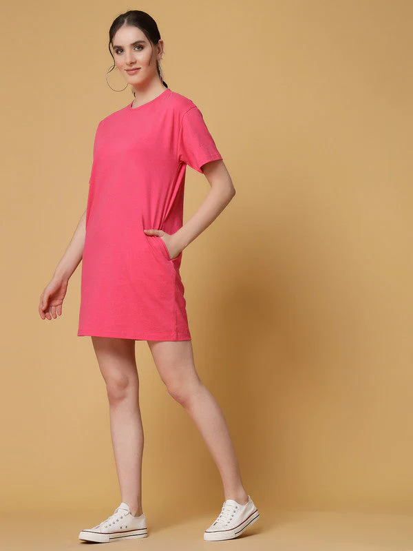 Women Pink Odour Free Body Fit Long T-shirts - Image 2