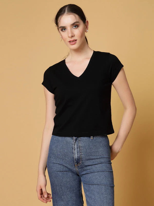 Women Black Odour Free Regular Fit T-shirts