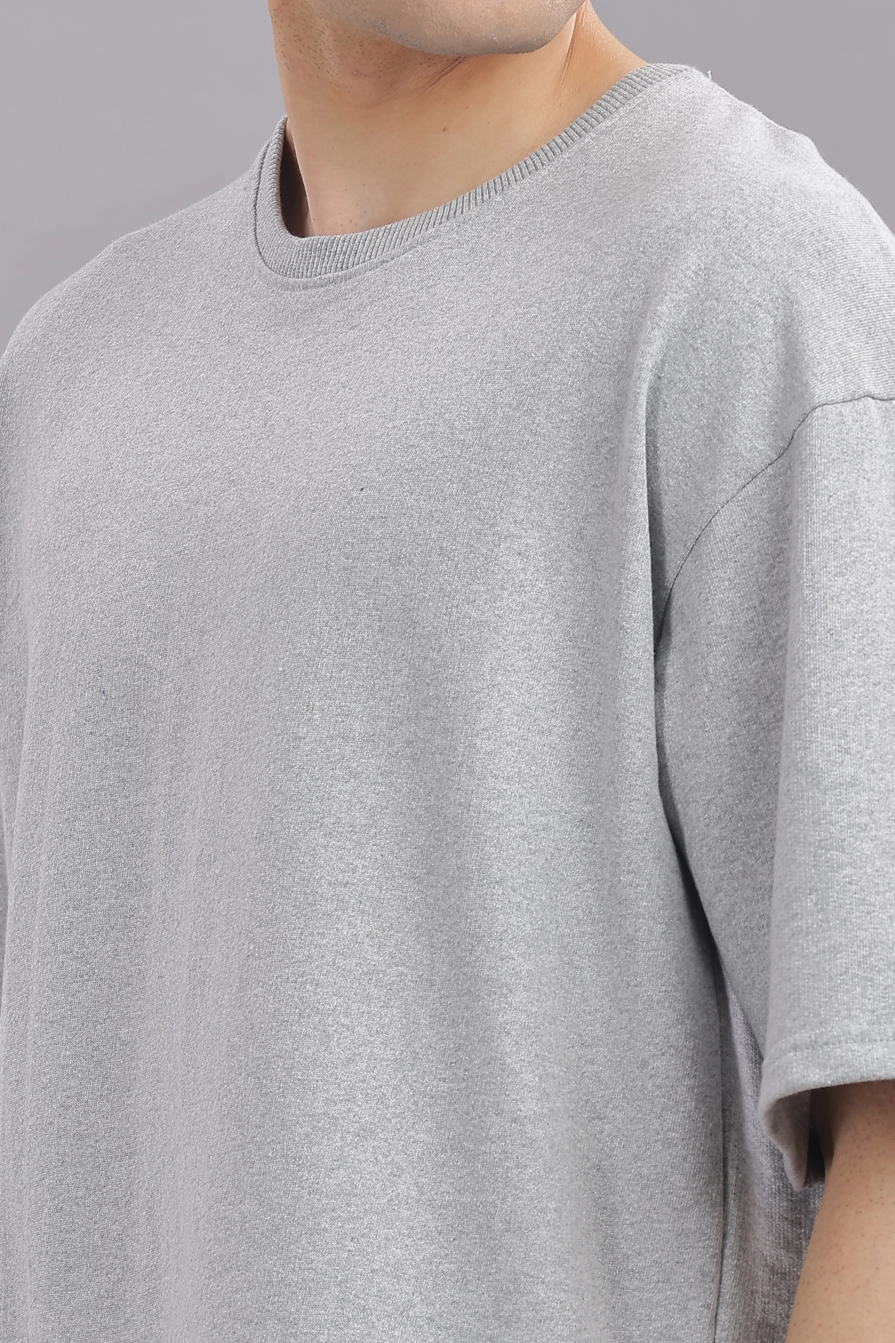 Men Grey Cotton Oversized T-Shirt - Image 7