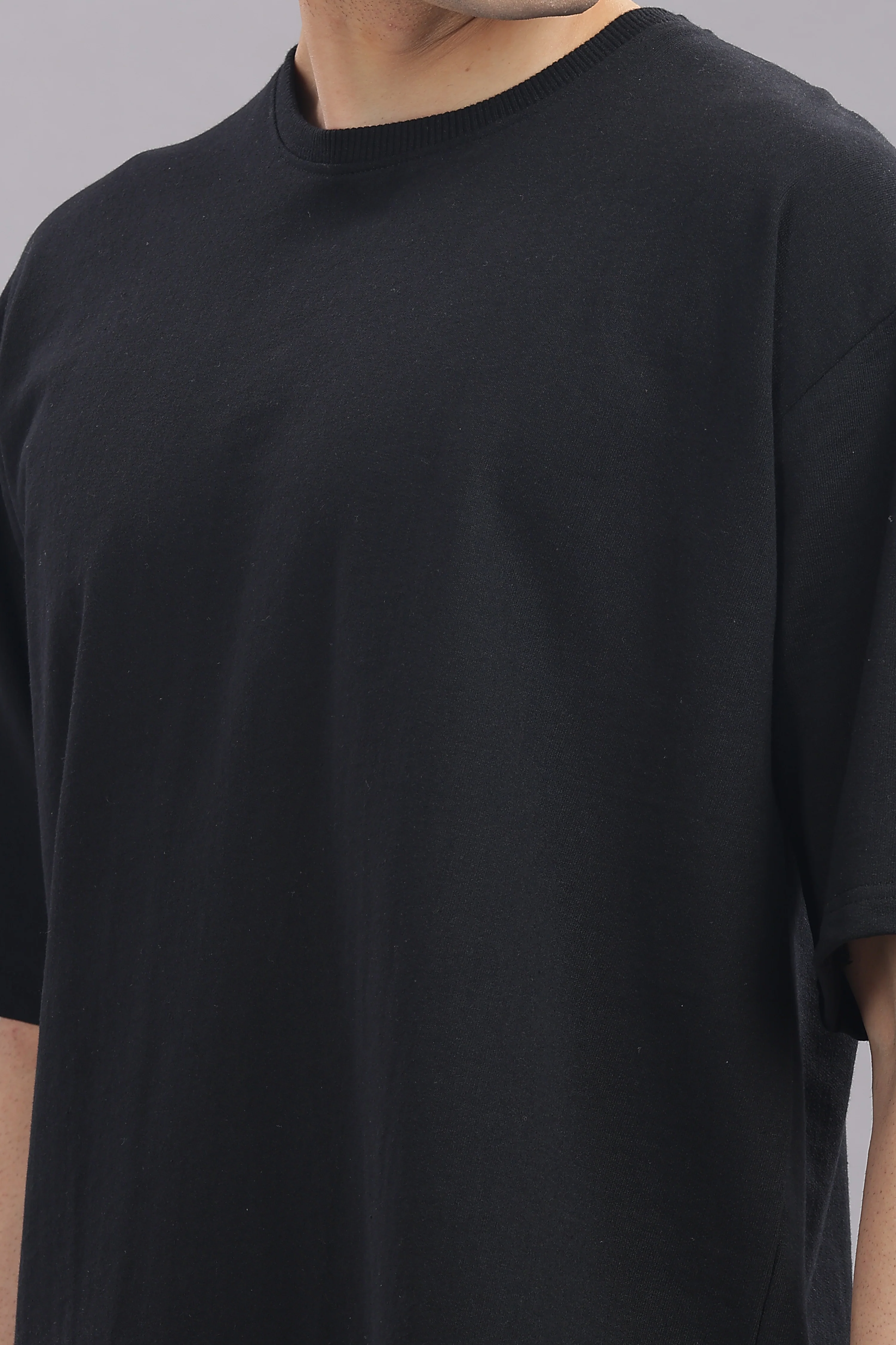 Men Black Cotton Oversized T-Shirt - Image 7