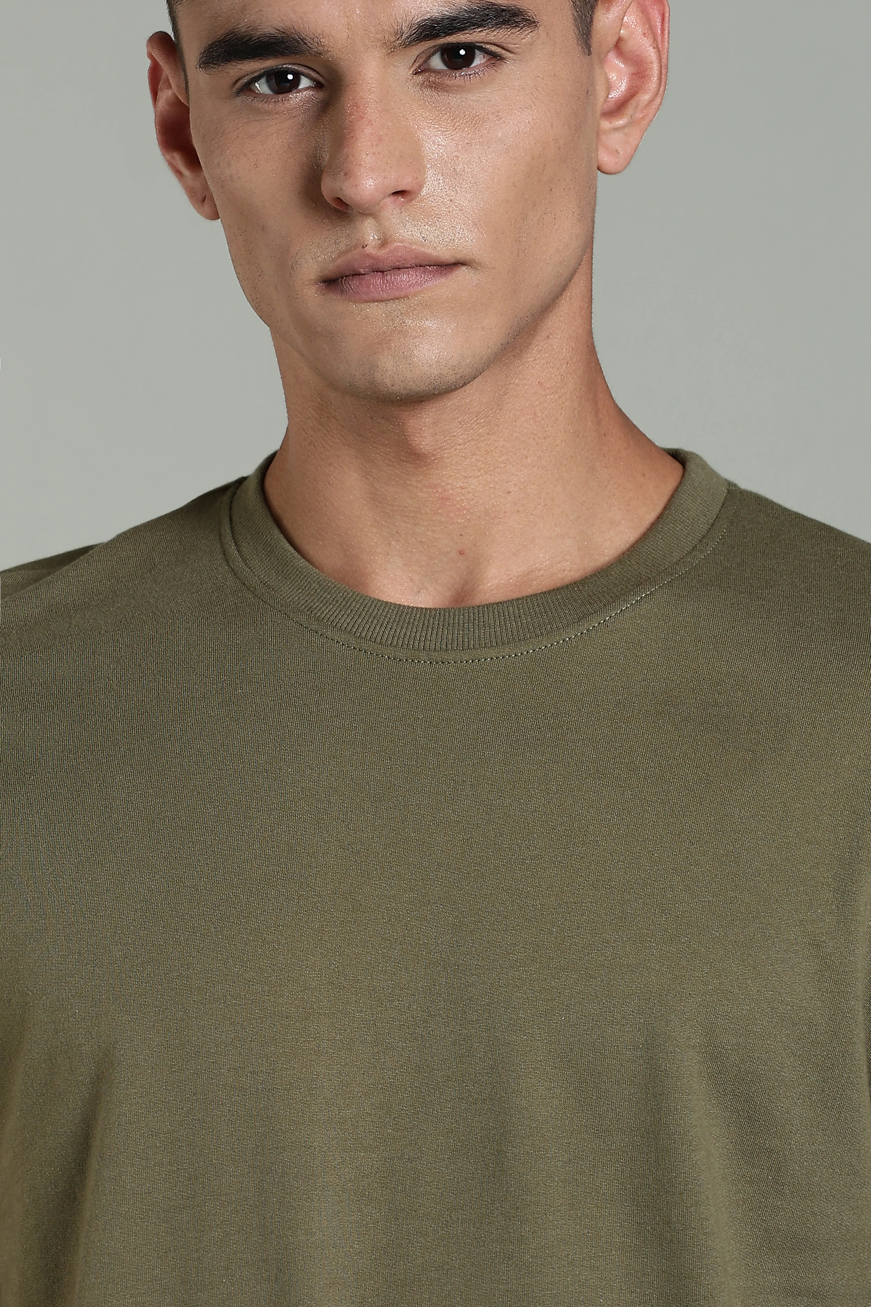 Men Olive Cotton Oversized T-Shirt - Image 5