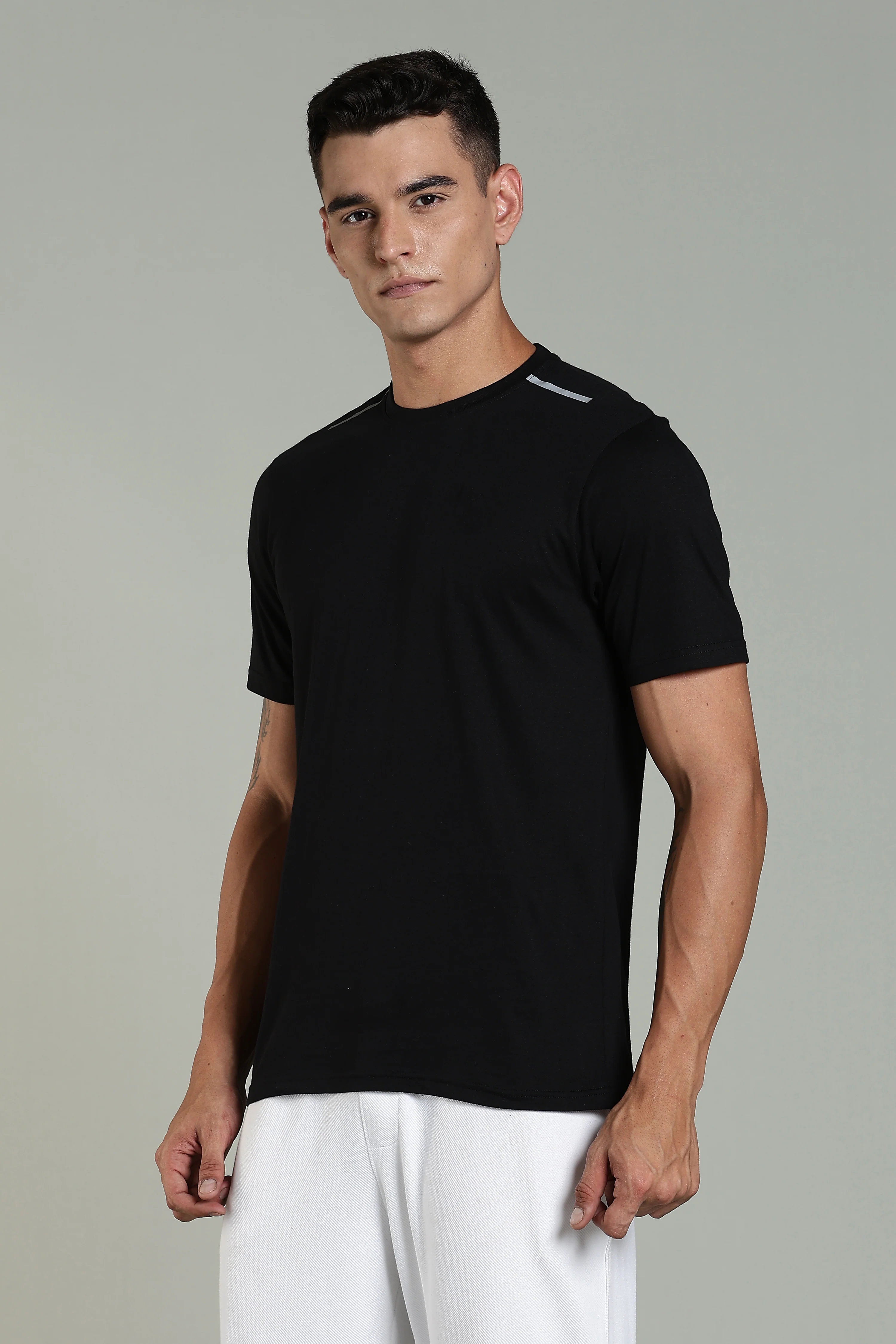 Men Black Cotton Regular T-Shirt - Image 5