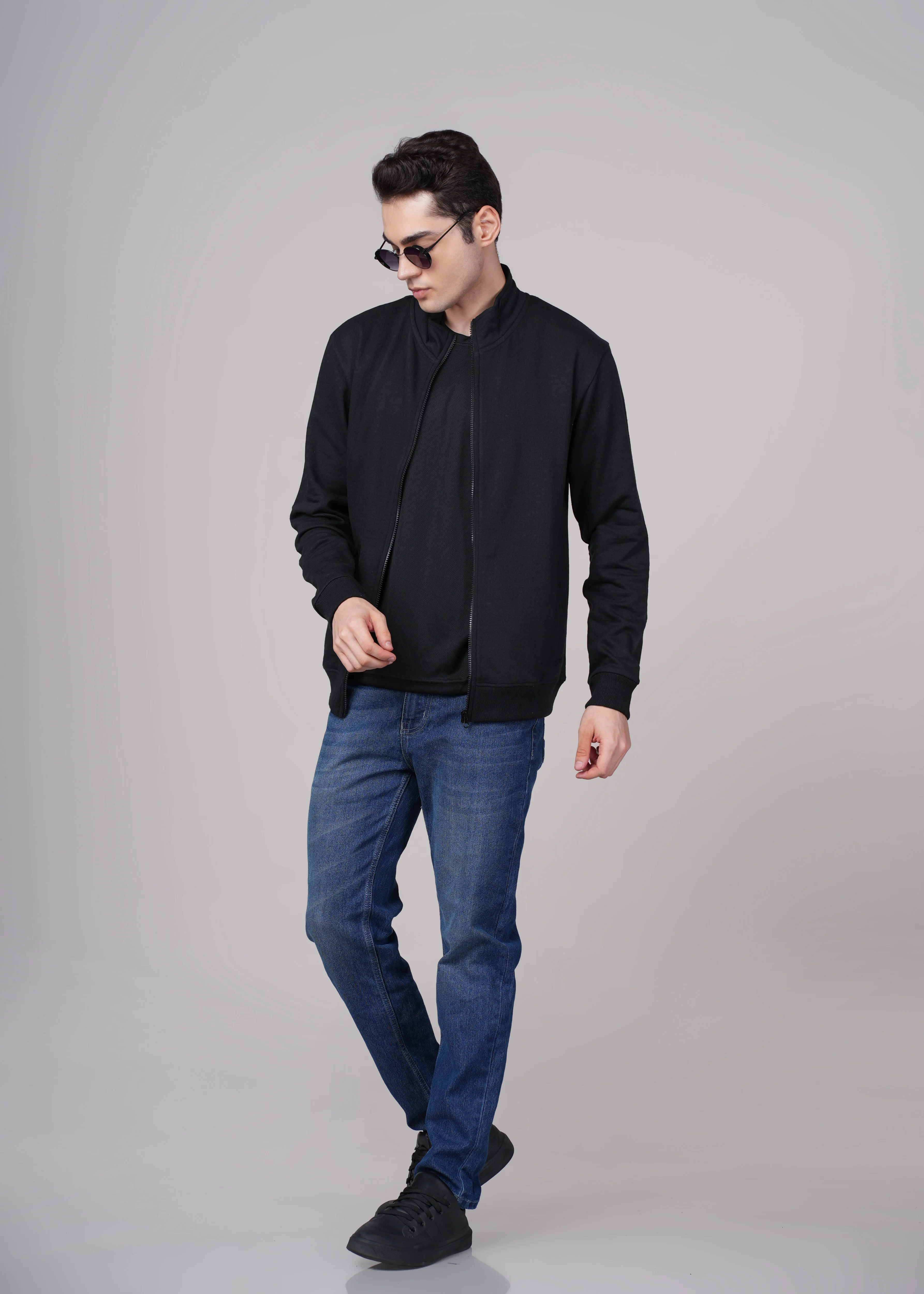 Men Black Cotton Regular Jacket - Image 8