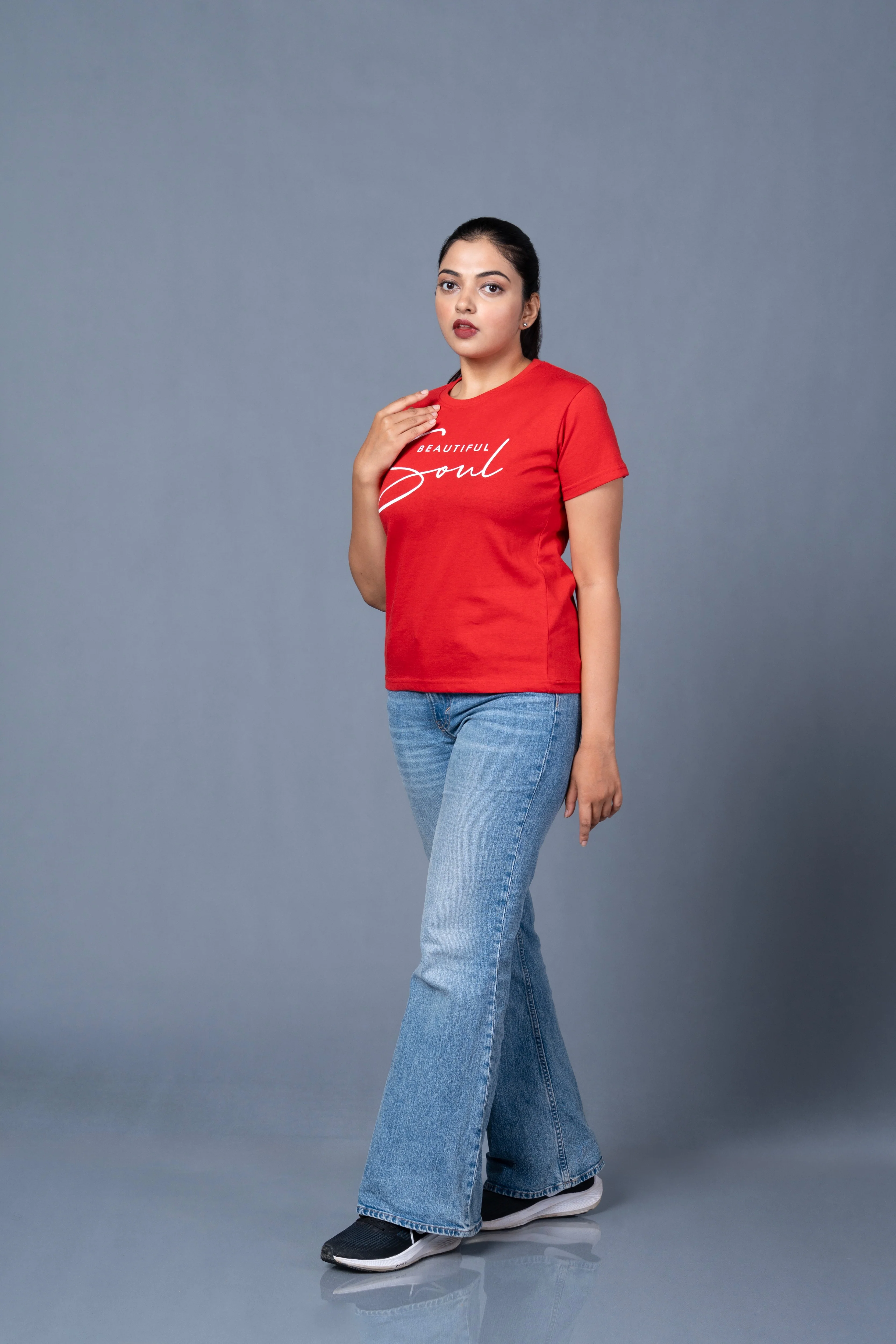 Women Pink Printed Cotton Regular T-Shirt - Image 6