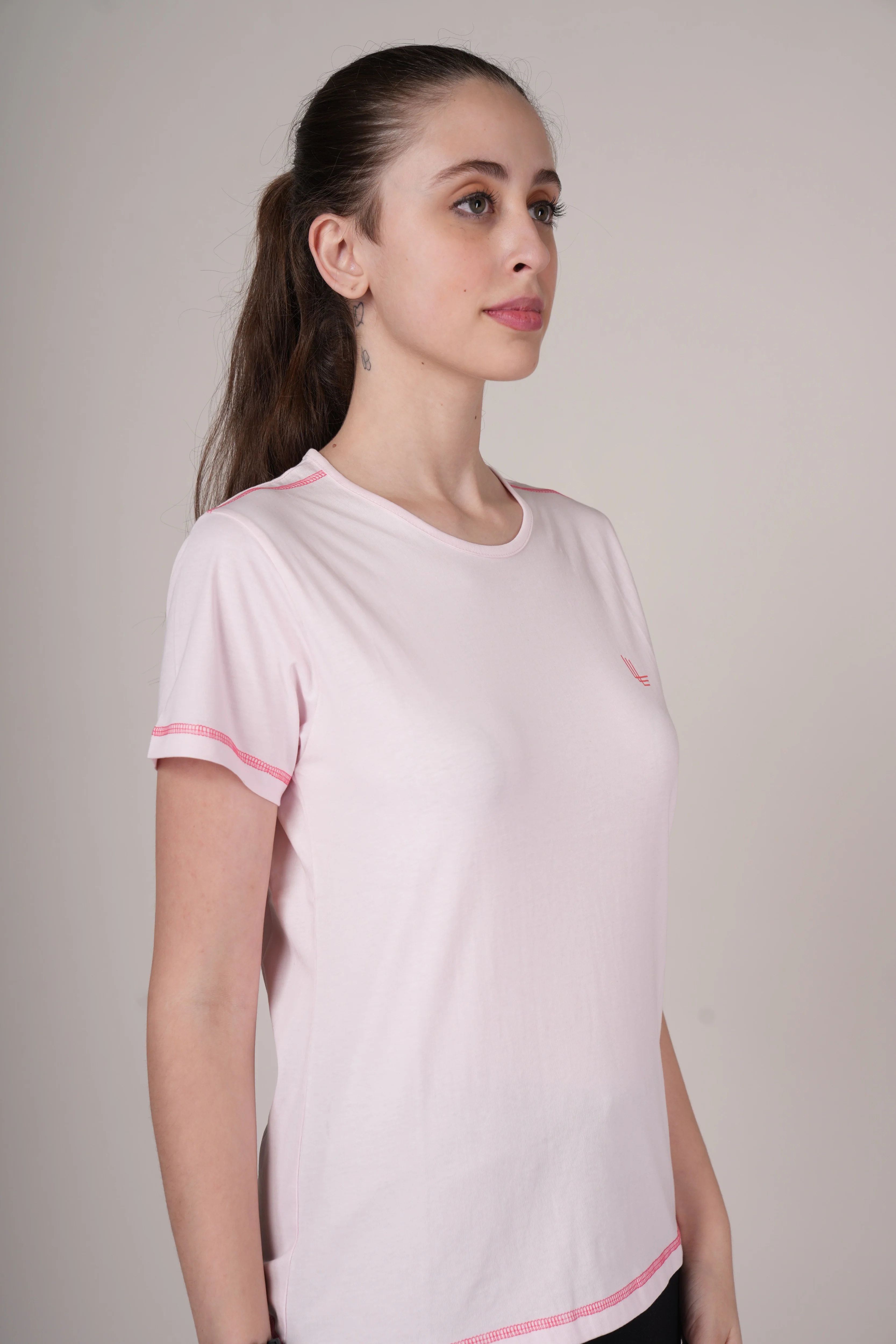 Women Pink Cotton Regular T-Shirt - Image 5