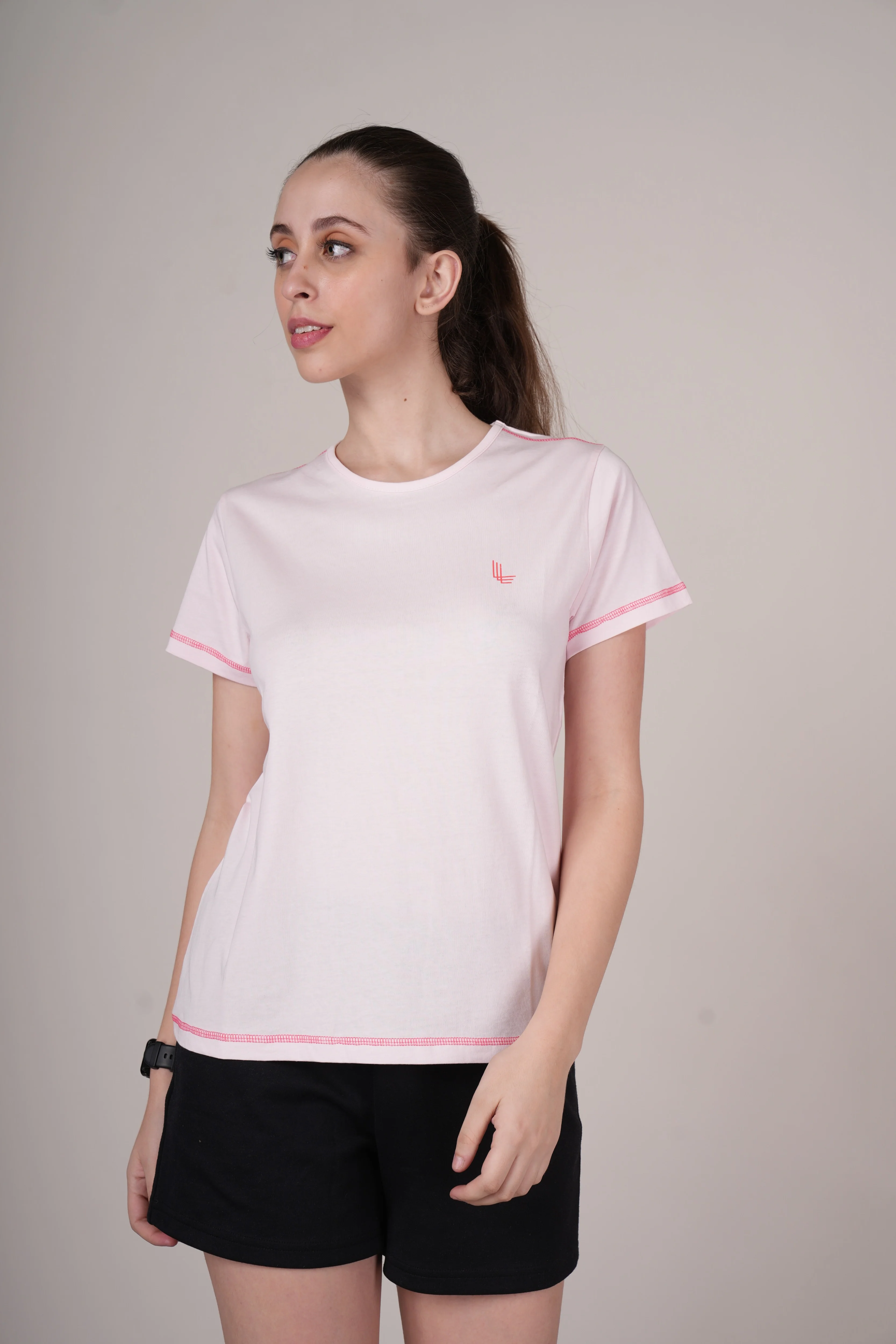 Women Pink Cotton Regular T-Shirt - Image 8