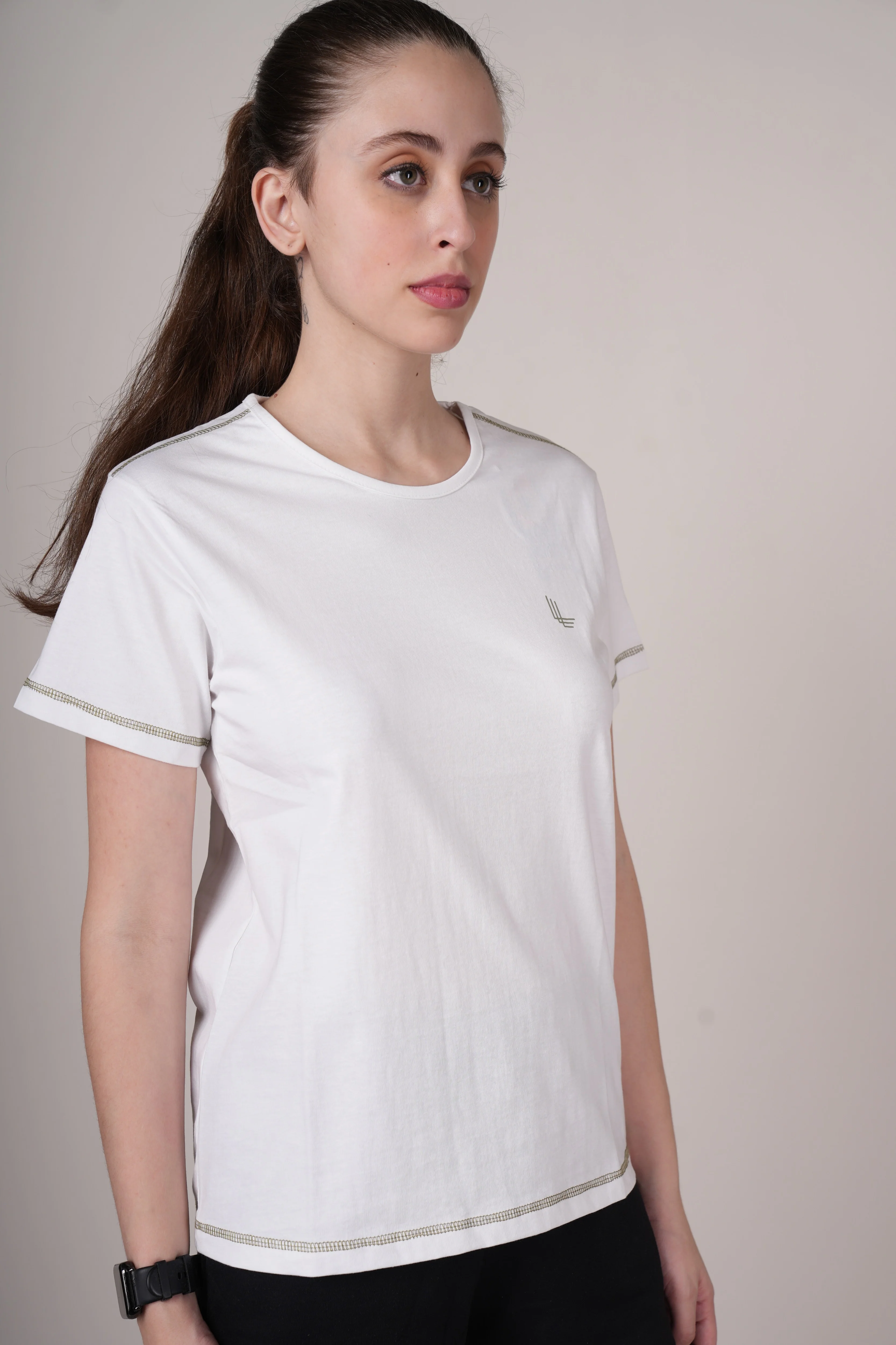 Women White Cotton Regular T-Shirt - Image 6