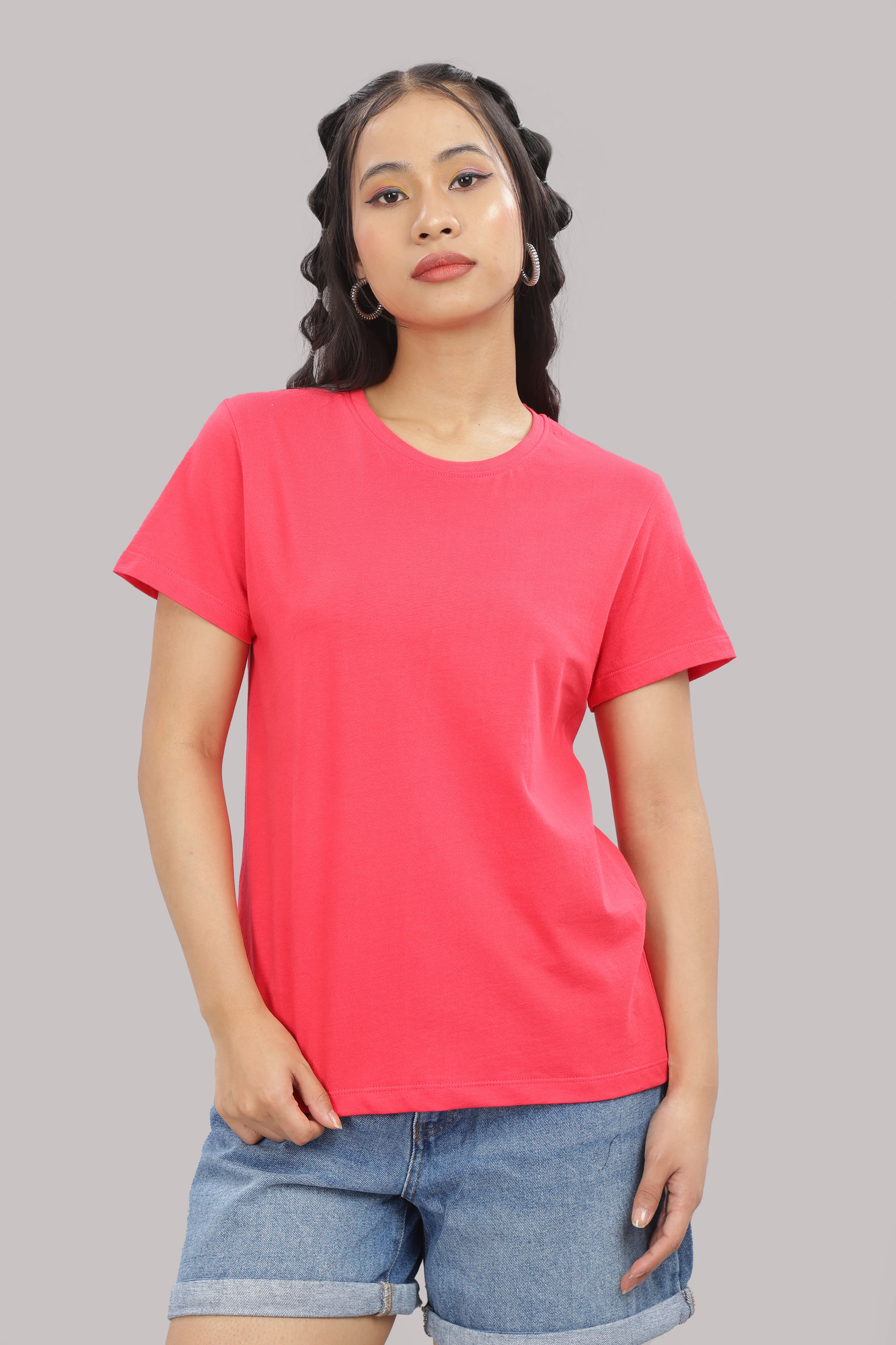 Women Coral Cotton Regular T-Shirt - Image 2