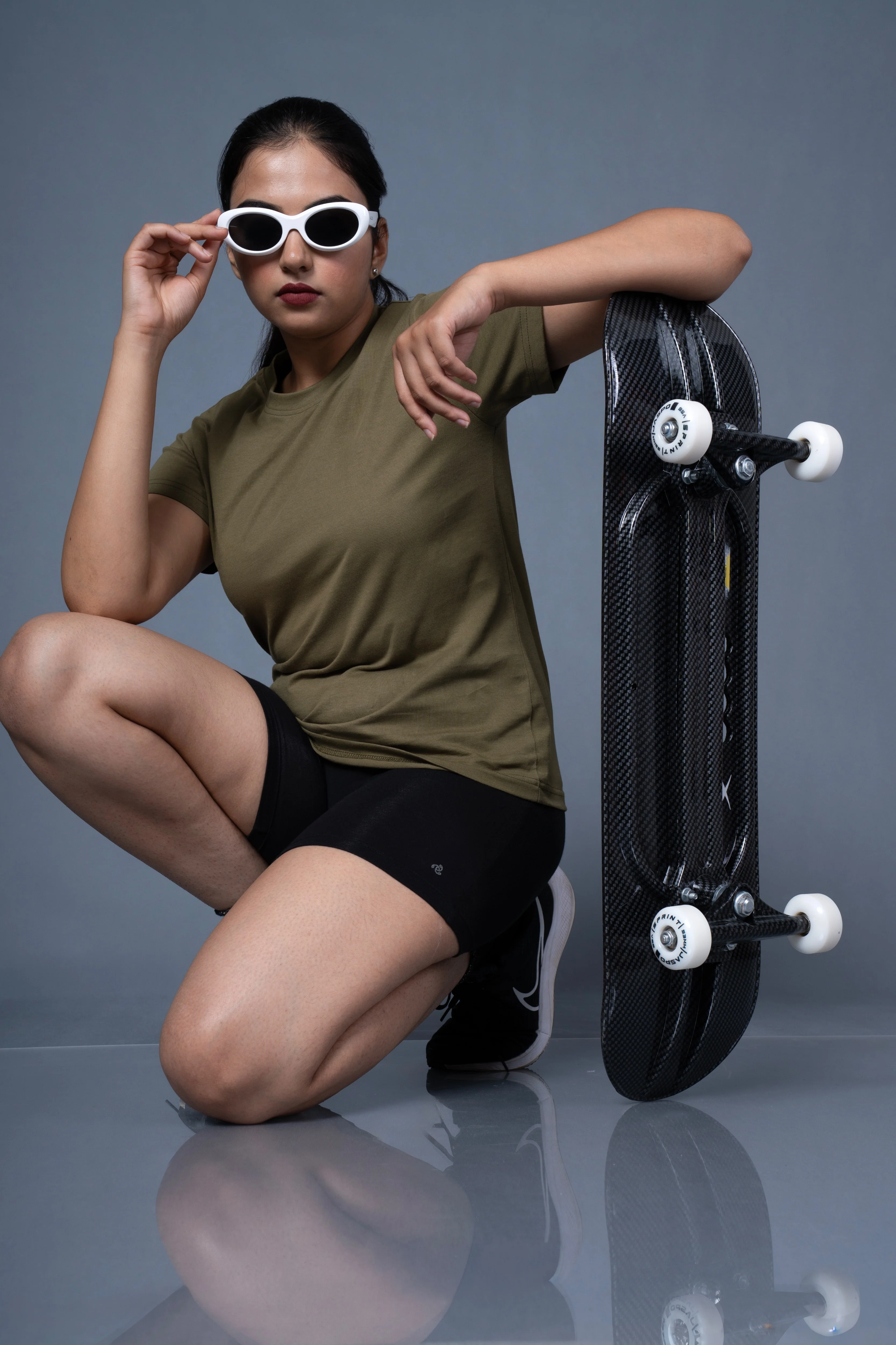 Women Olive Cotton Regular T-Shirt - Image 3