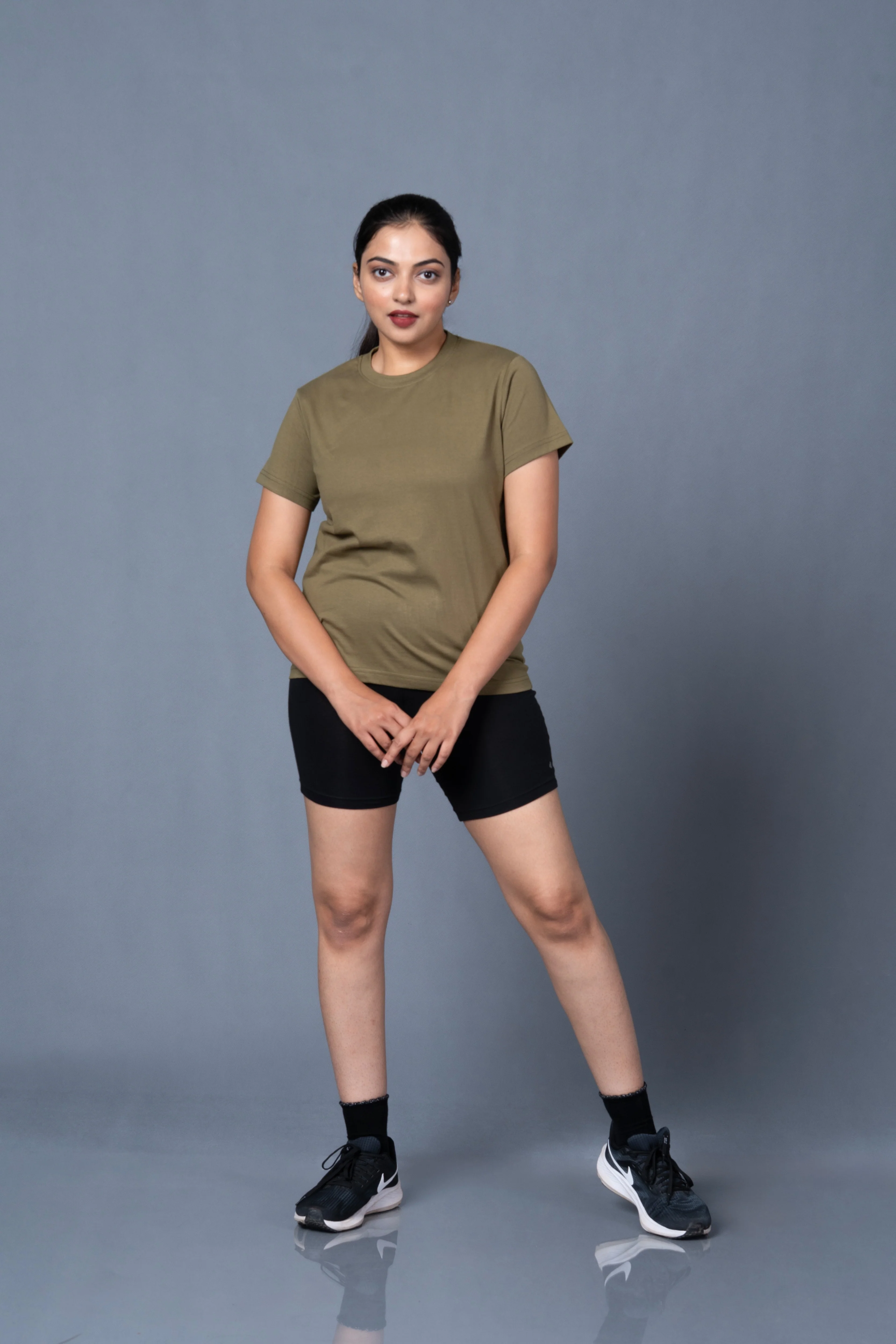 Women Olive Cotton Regular T-Shirt - Image 7