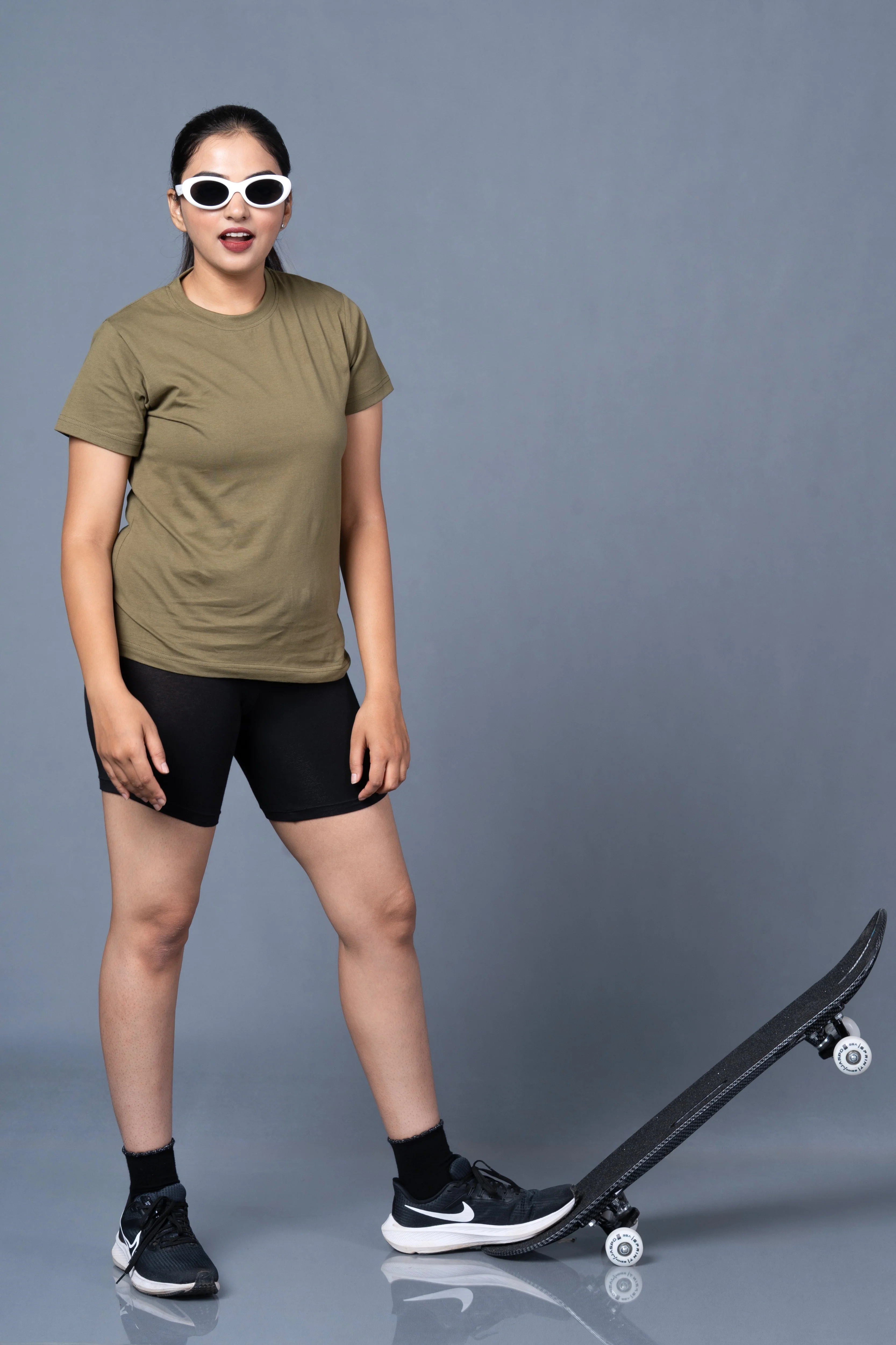 Women Olive Cotton Regular T-Shirt - Image 9