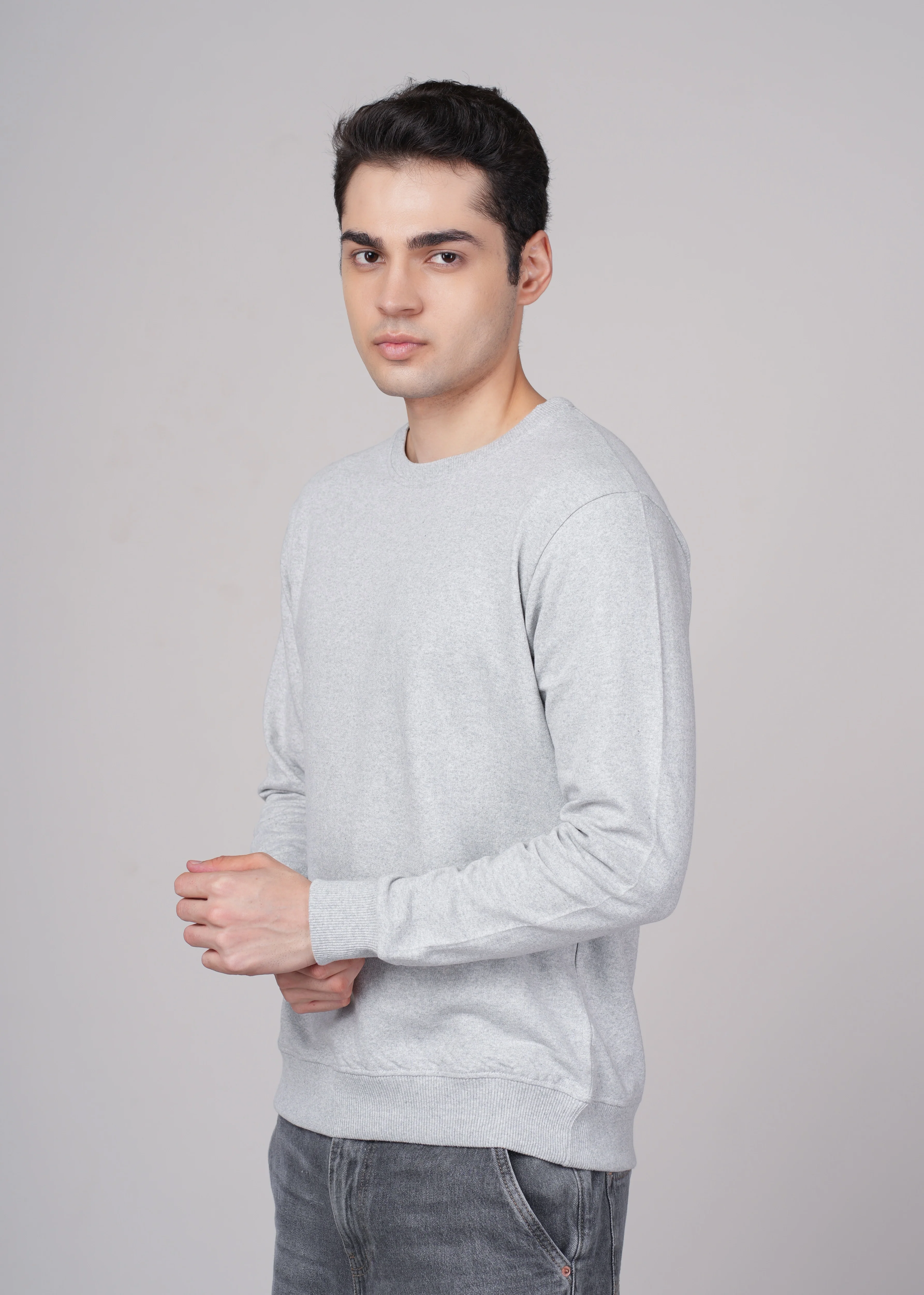 Men Grey Cotton Regular Sweatshirt - Image 7
