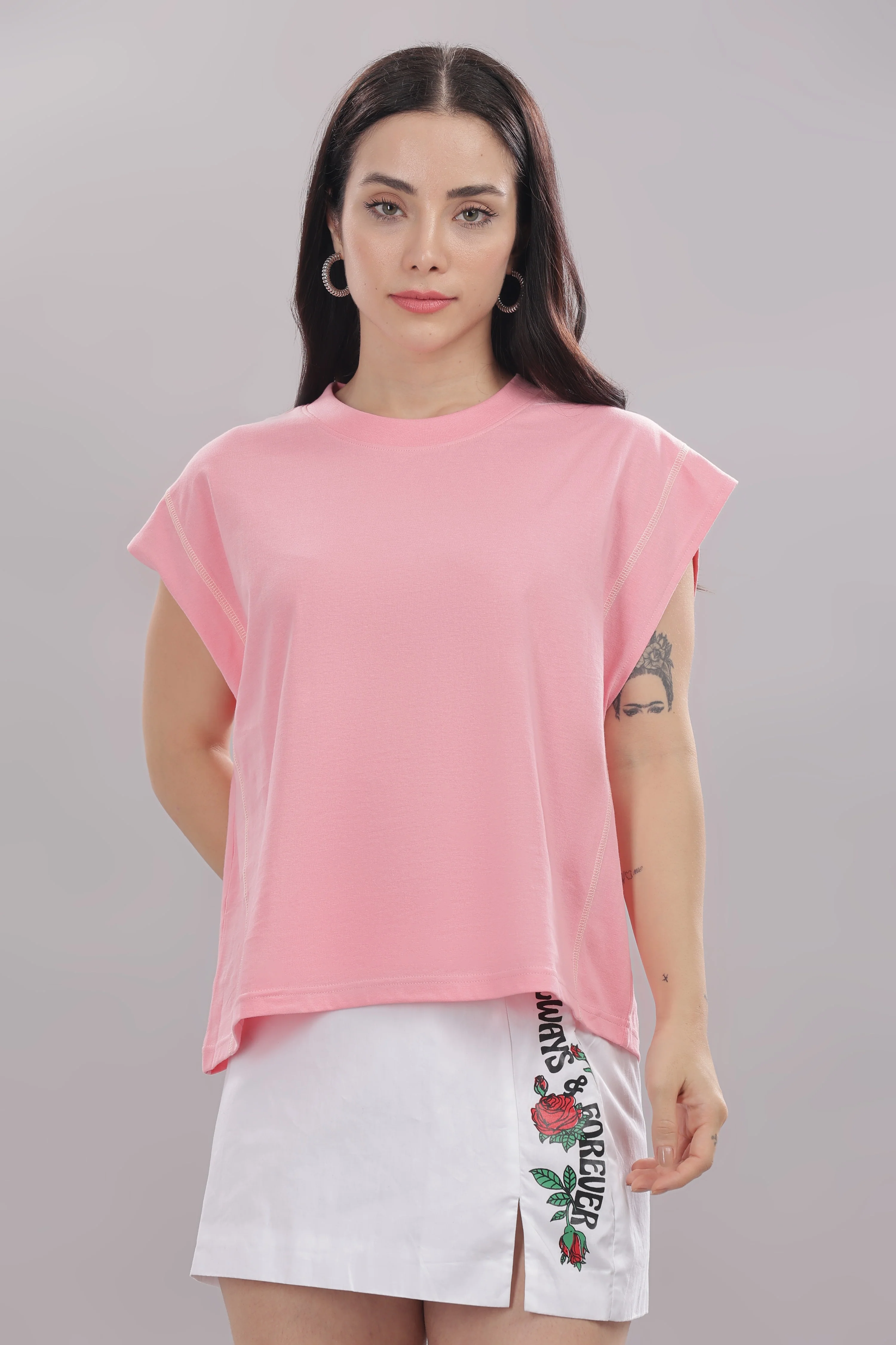 Women Pink Cotton Regular Top - Image 6
