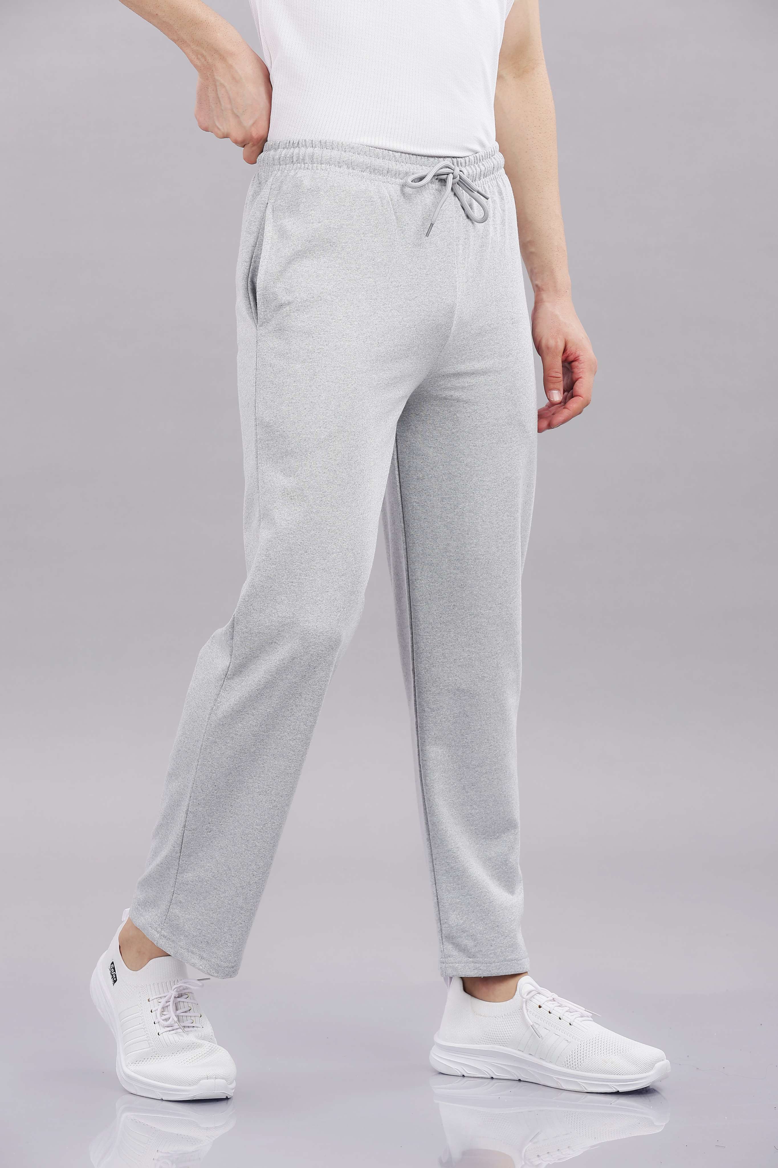 Men Grey Cotton Regular Track Pant