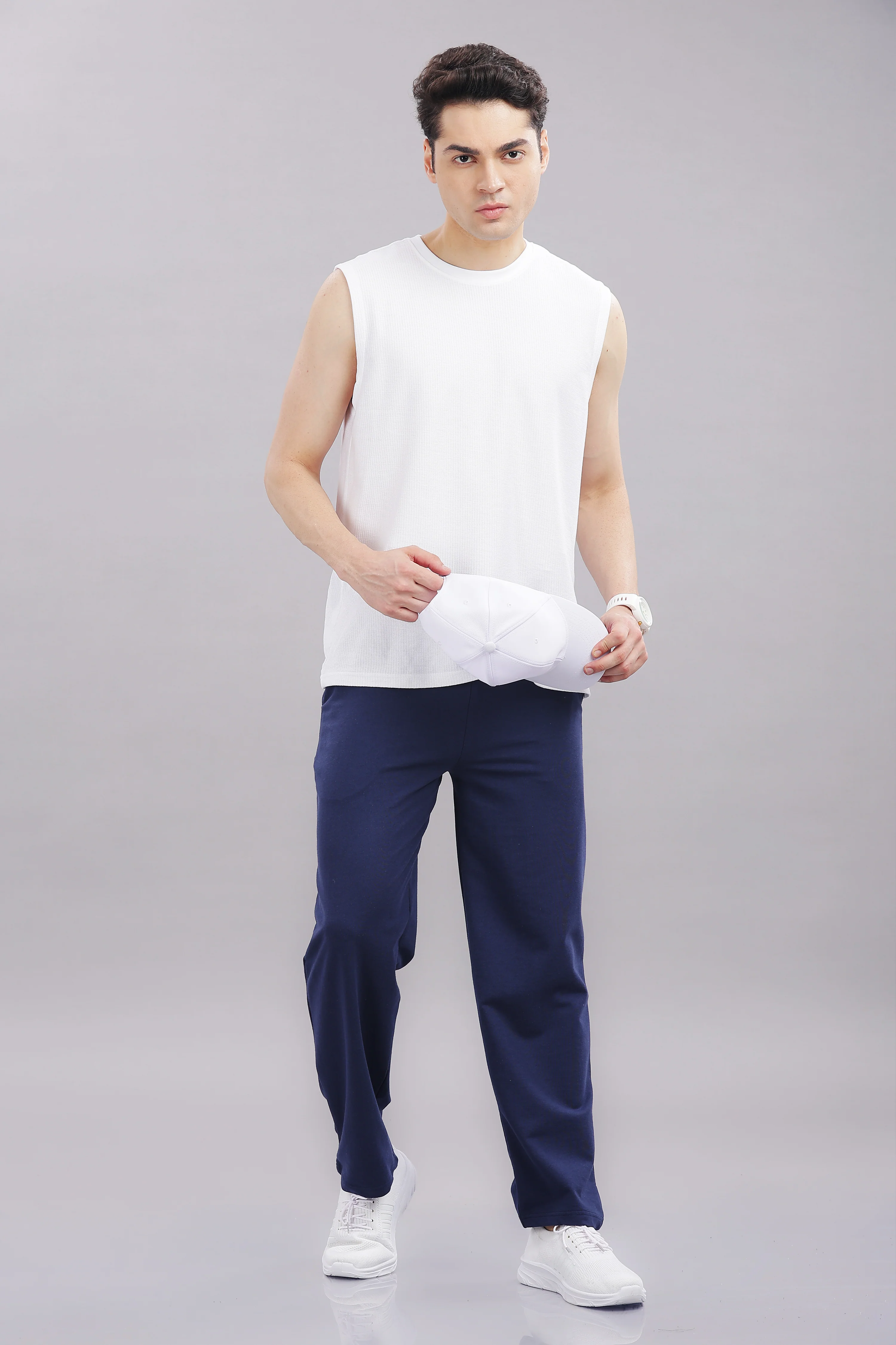Men Navy Cotton Regular Track Pant - Image 8