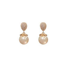 Rain Drop Crystal Bloom Pearl Drop Earring