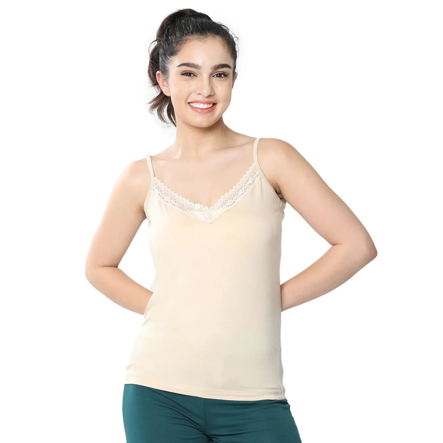 Regular Fit V-Neck Short Length Lace Camisole