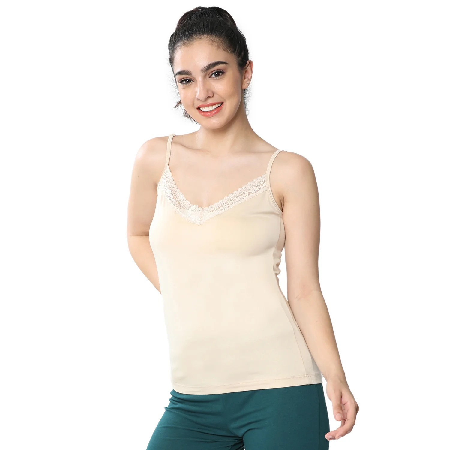Regular Fit V-Neck Short Length Lace Camisole - Image 4