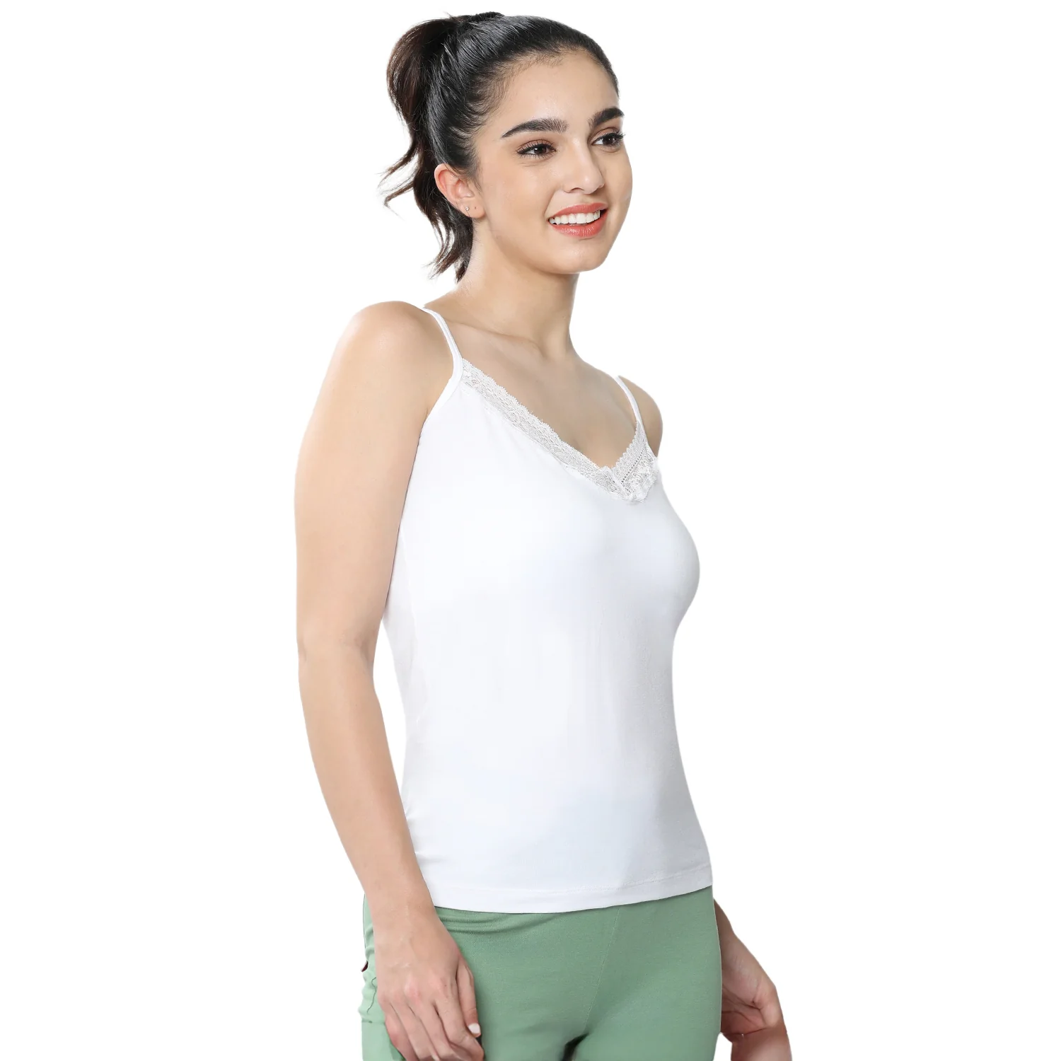 Regular Fit V-Neck Short Length Lace Camisole - Image 5