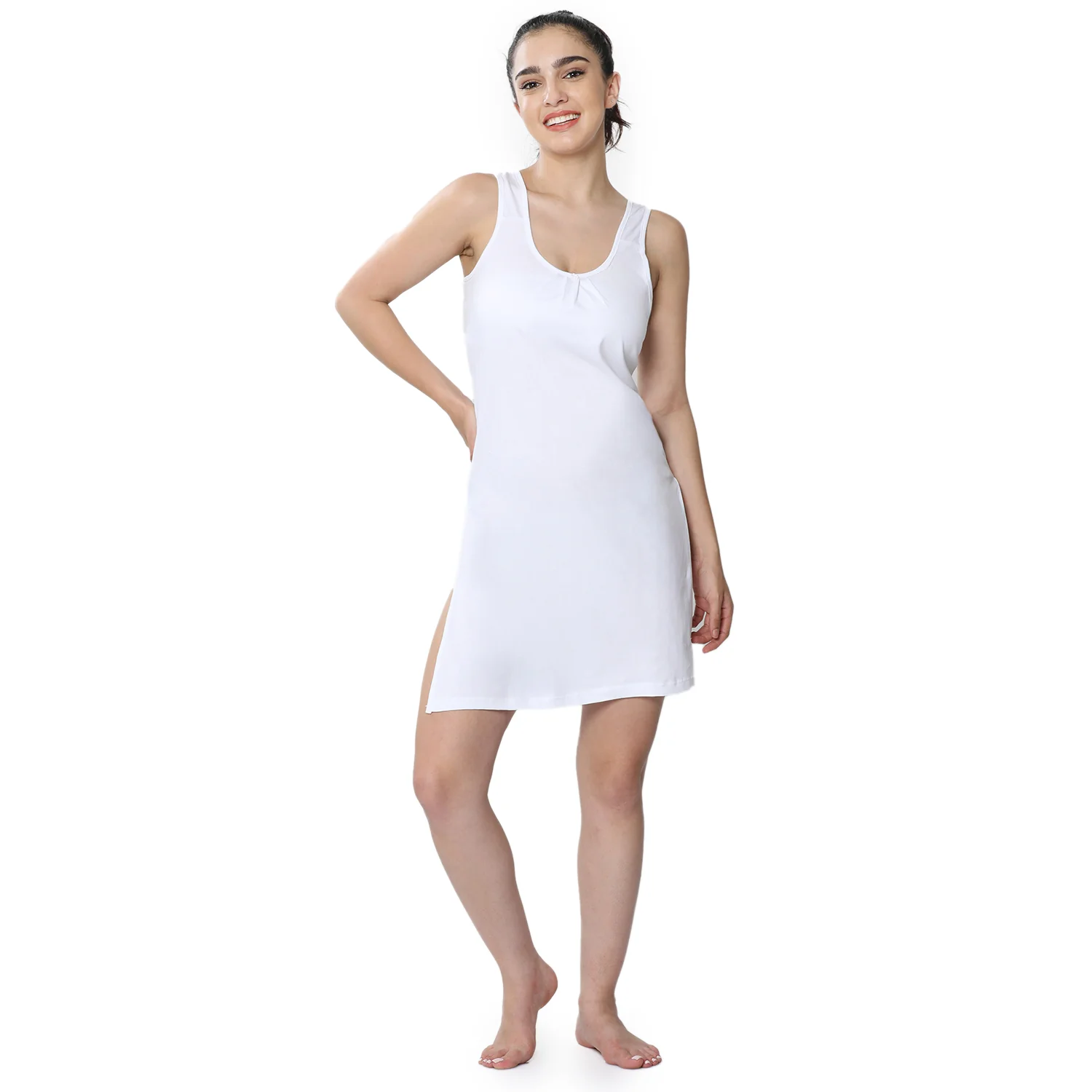 Relaxed Fit Scoop Neck Broad Shoulder Kurta Slip - Image 7