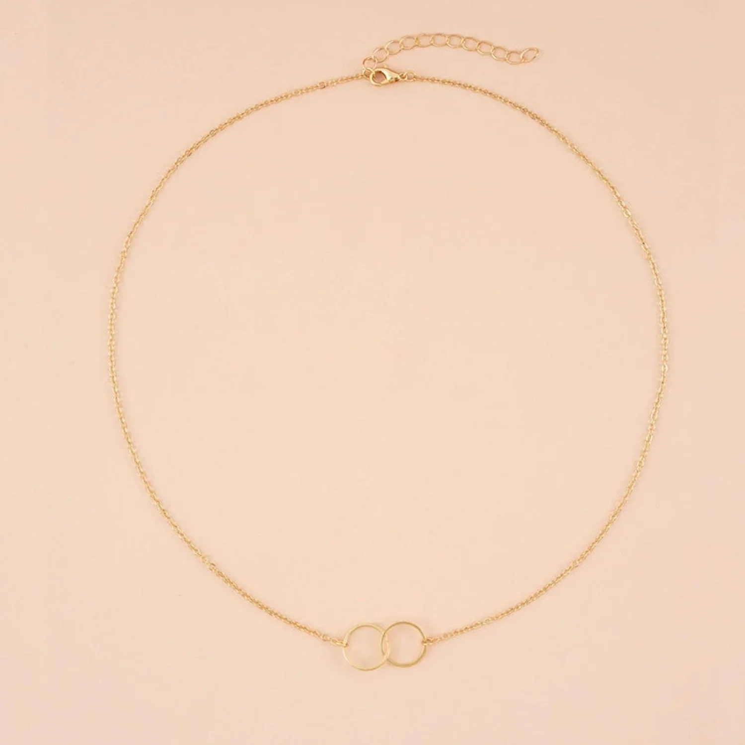 Rose Gold Interlocking Circles Minimal Necklace