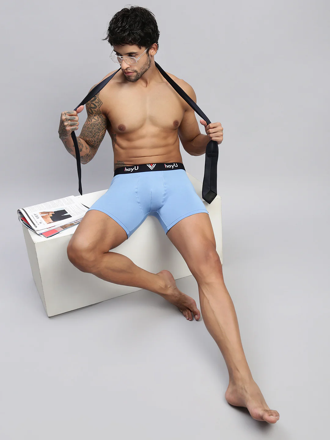 Men Blue Boxer Briefs