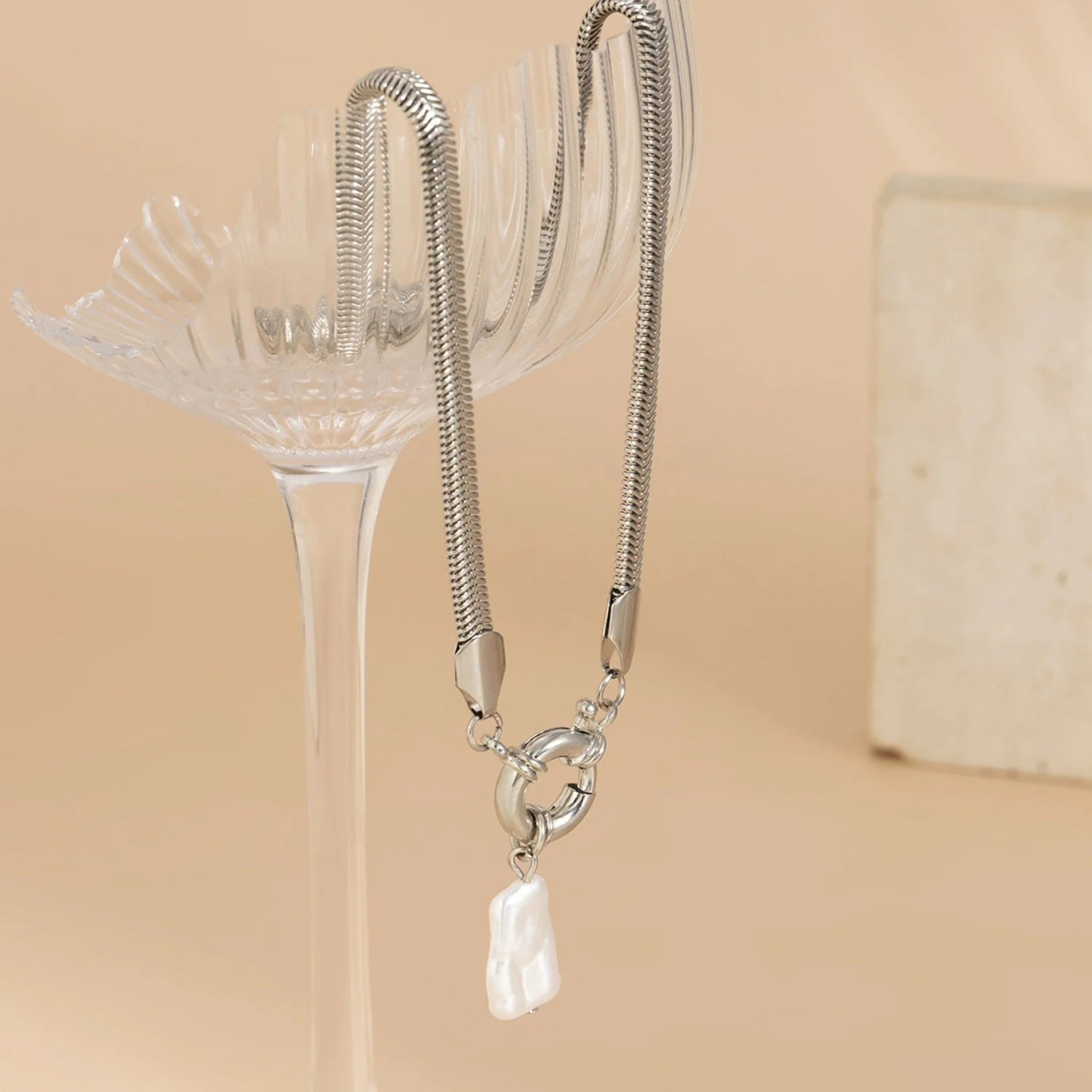 Snake Bone Chain Silver Necklace