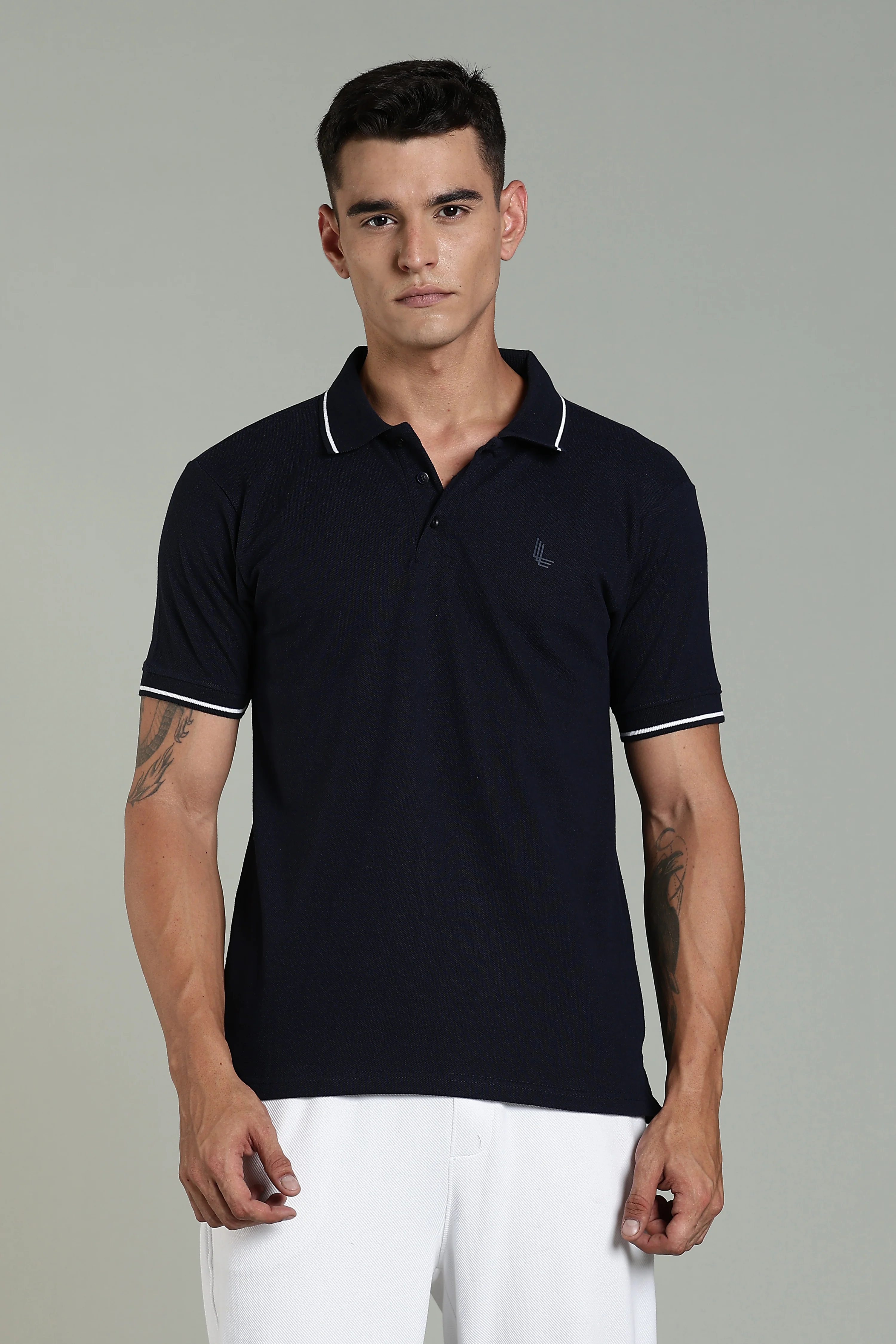 Men Navy Blue Cotton Regular T-Shirt - Image 5