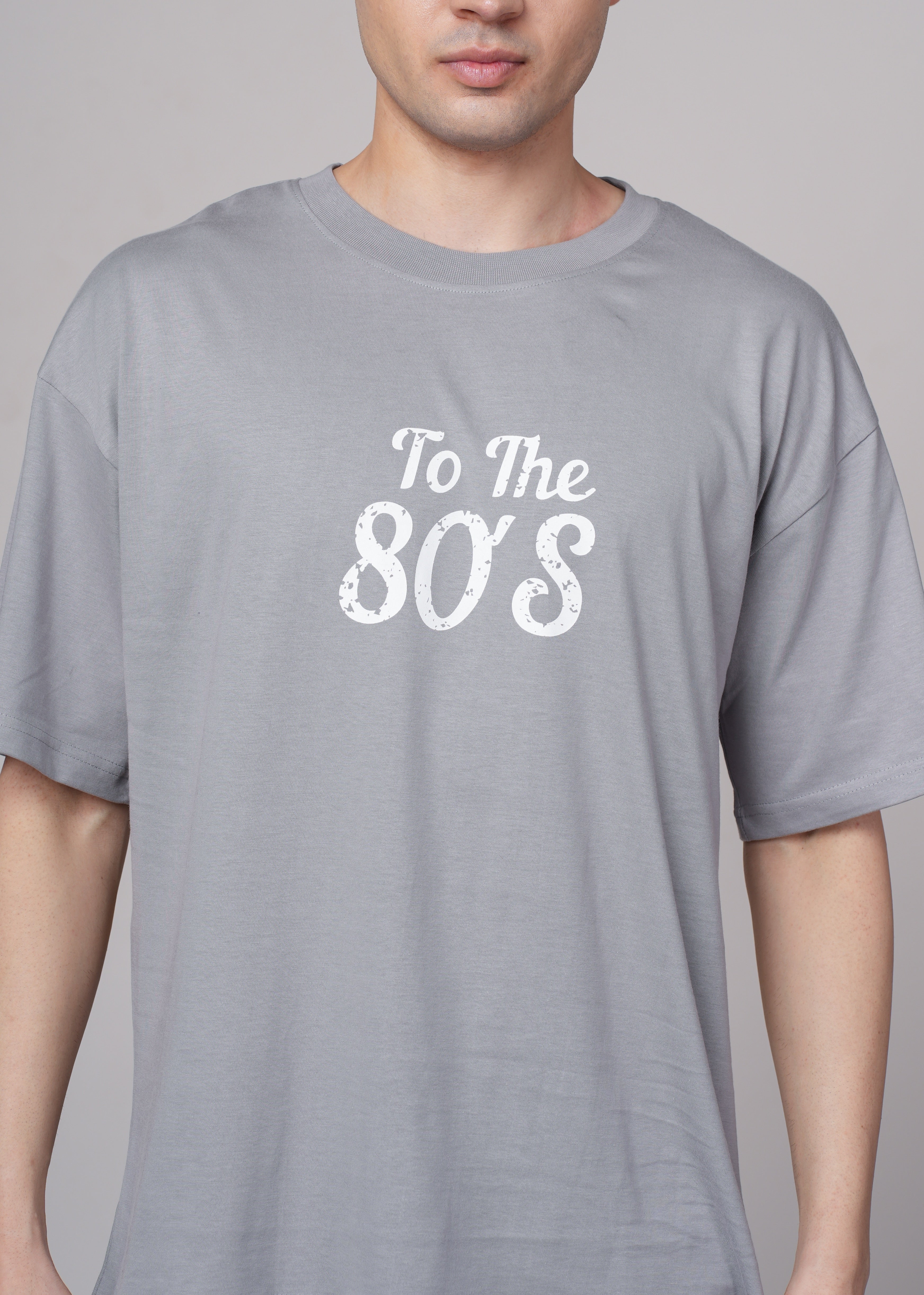 Men Grey Printed Cotton Oversized T-Shirt - Image 3