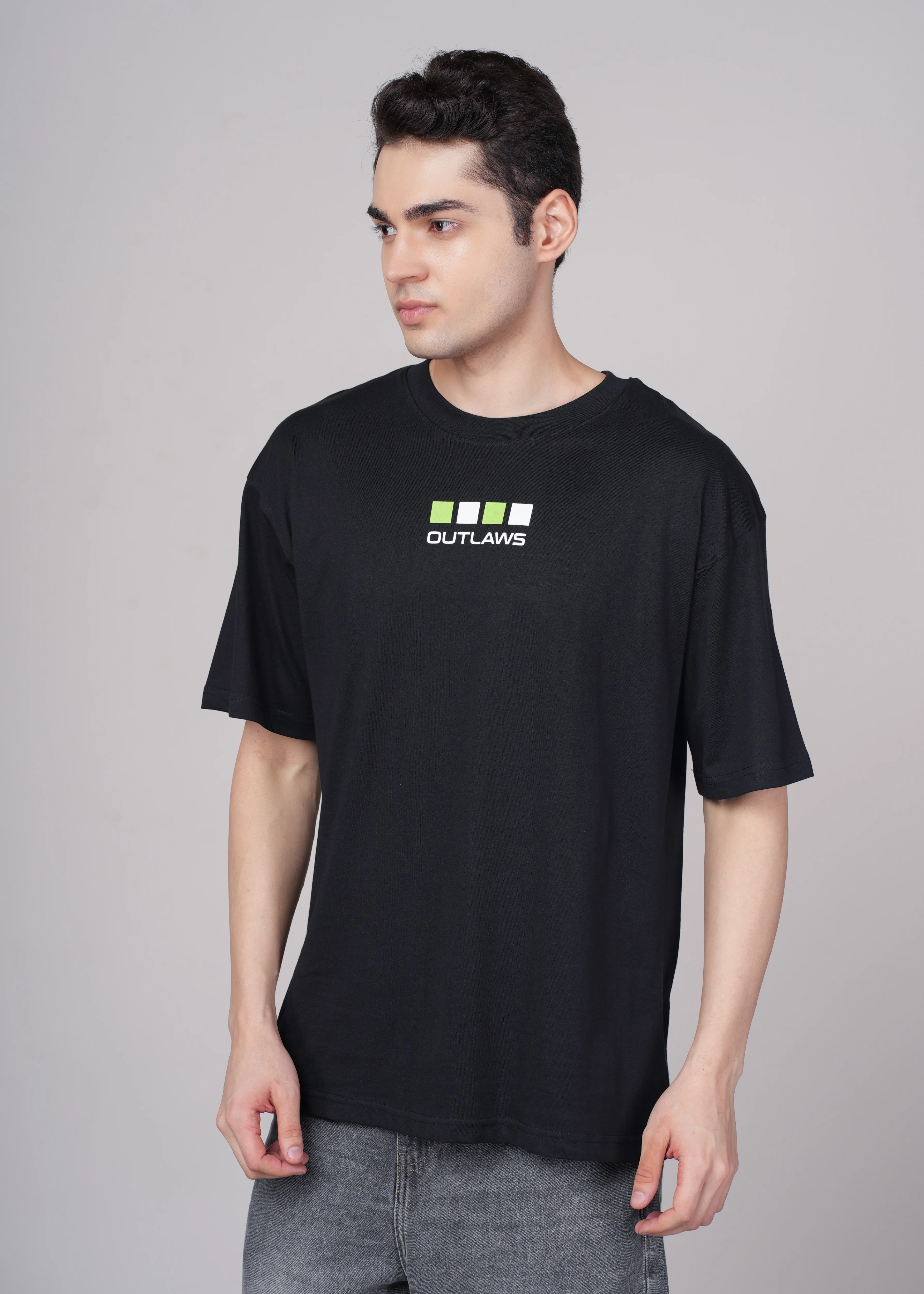 Men Black Printed Cotton Oversized T-Shirt - Image 4