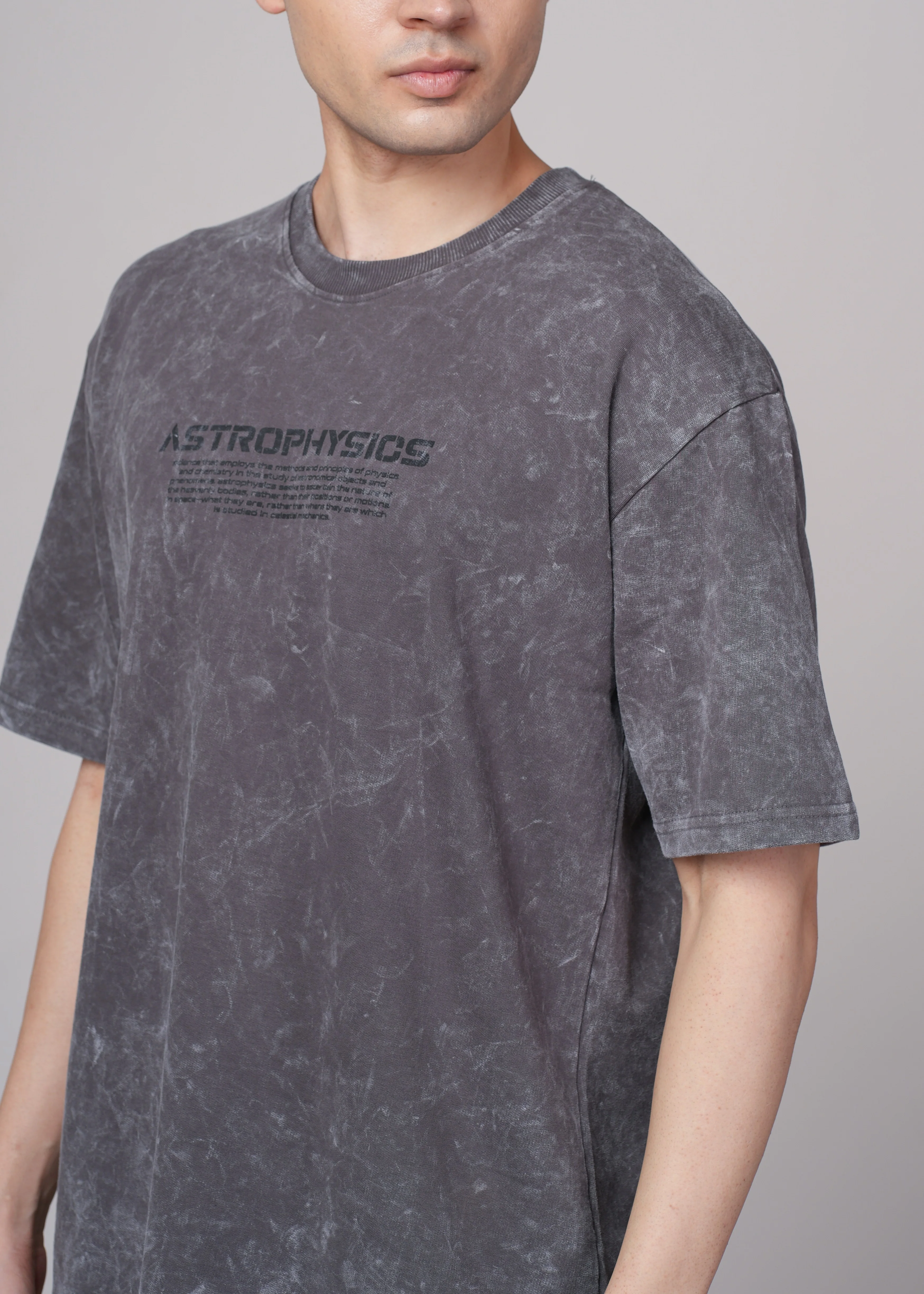 Men Grey Printed Cotton Oversized T-Shirt - Image 4