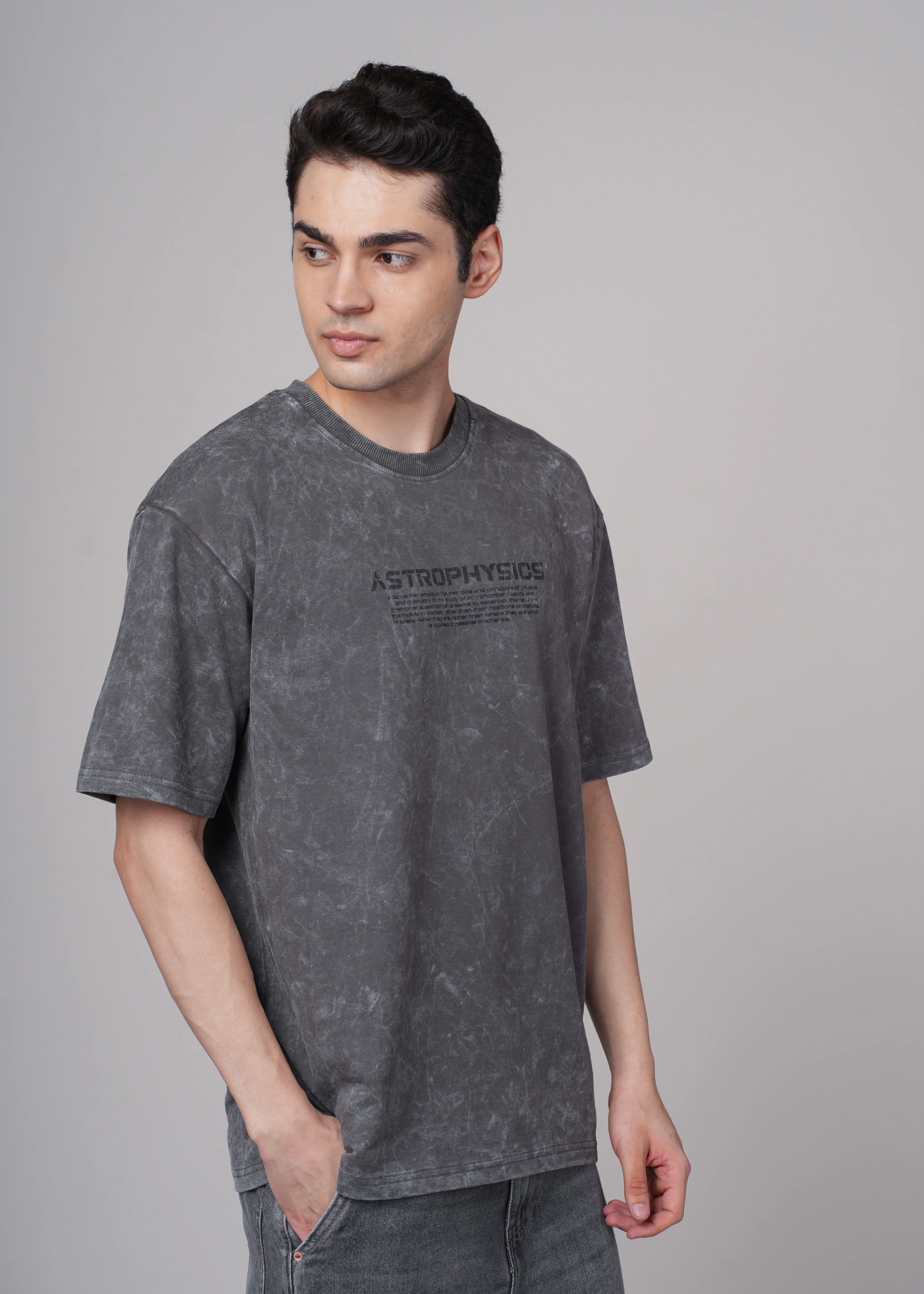 Men Grey Printed Cotton Oversized T-Shirt - Image 6