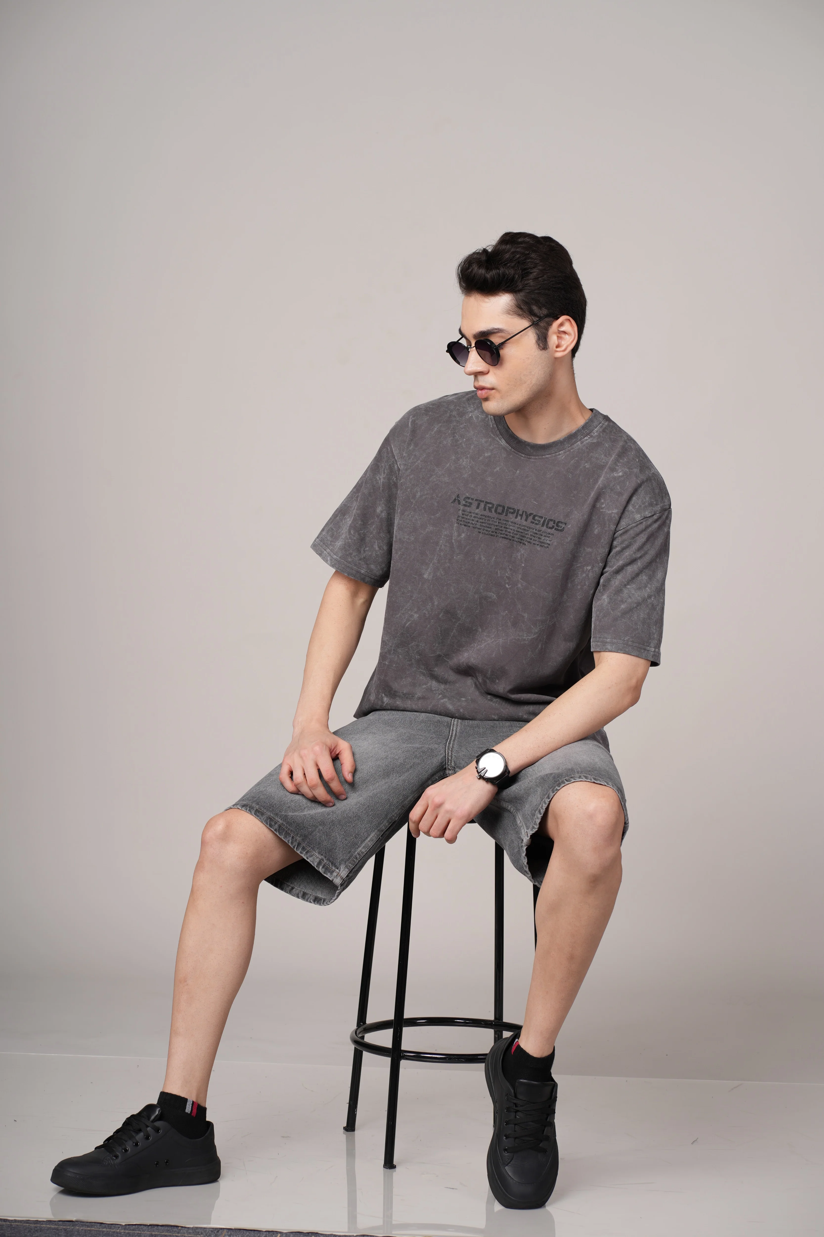 Men Grey Printed Cotton Oversized T-Shirt - Image 9