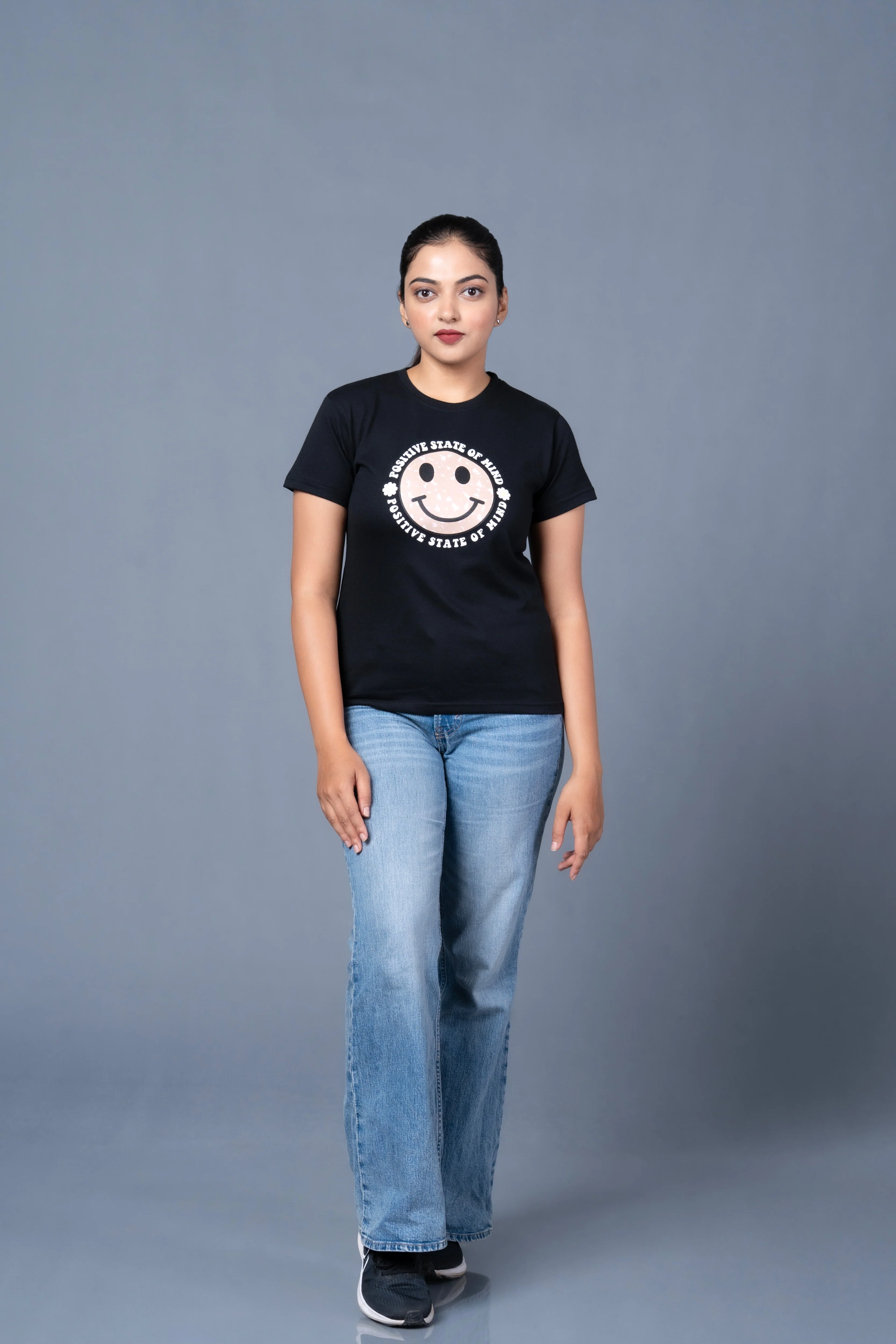Women Black Printed Cotton Regular T-Shirt - Image 6