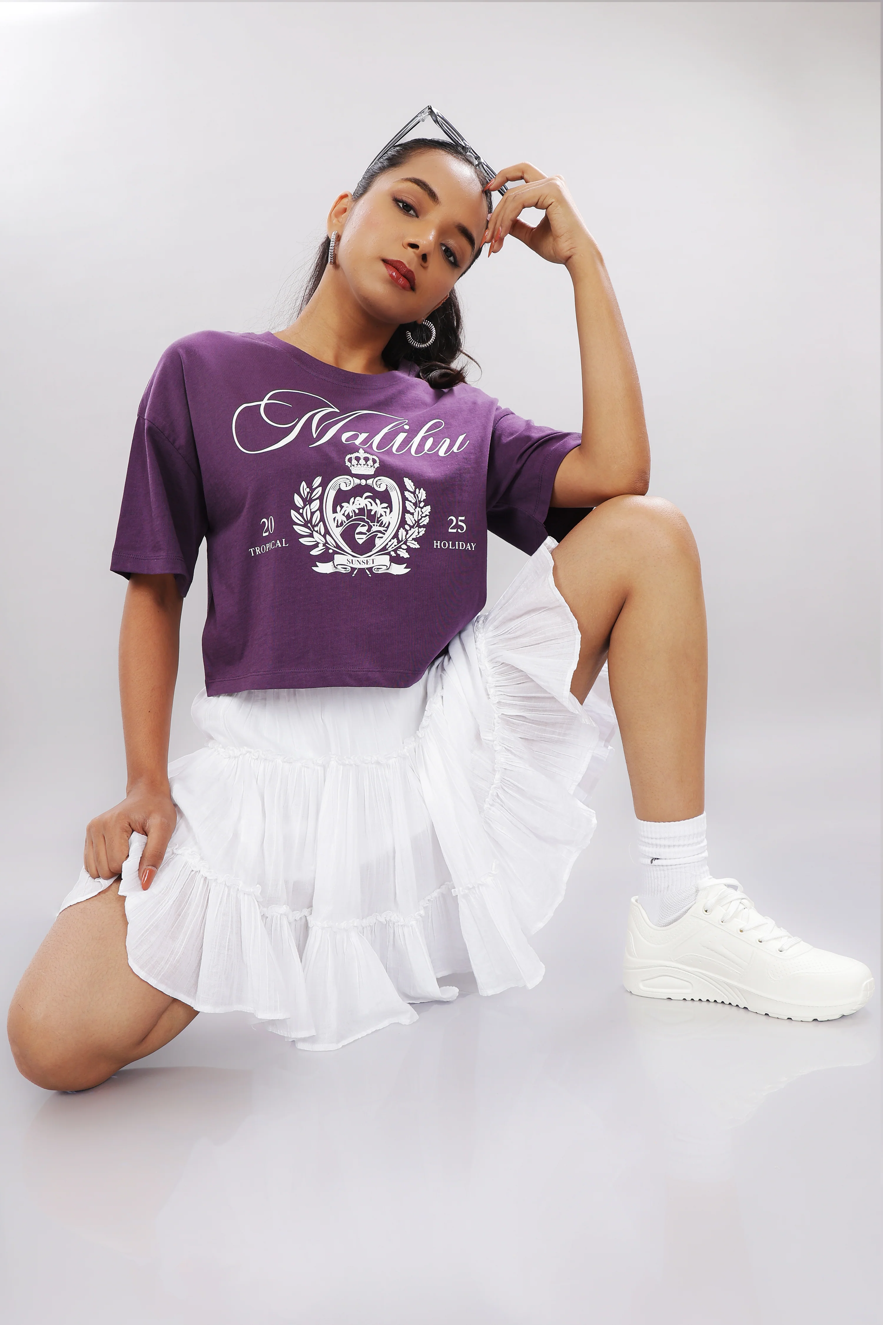 Women Purple Printed Cotton Regular Top - Image 10