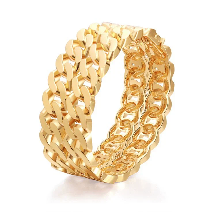 Wide Cuban Link Statement Bracelet In Gold Tone