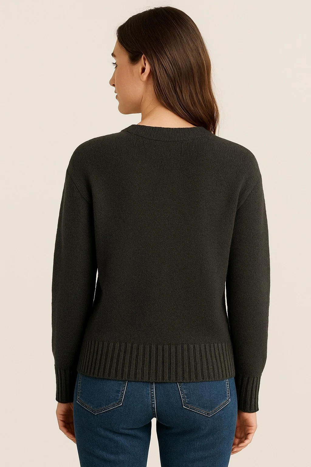 Women Acrylic Full Sleeve with Round Neck Black Loose Fit Sweater - Image 4
